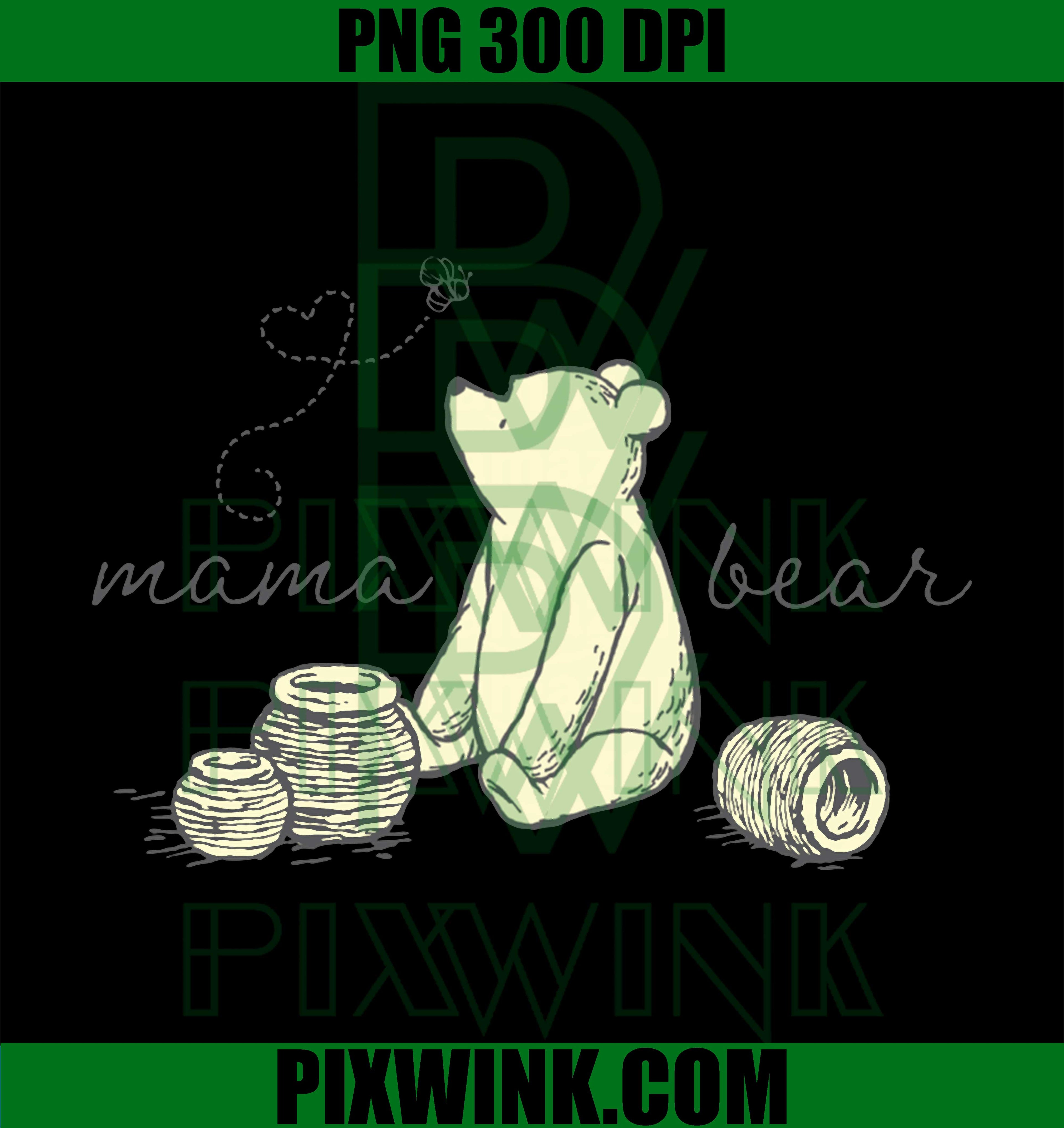 Disney Winnie the Pooh Mama Bear Cute Pooh Big Chest Logo PNG