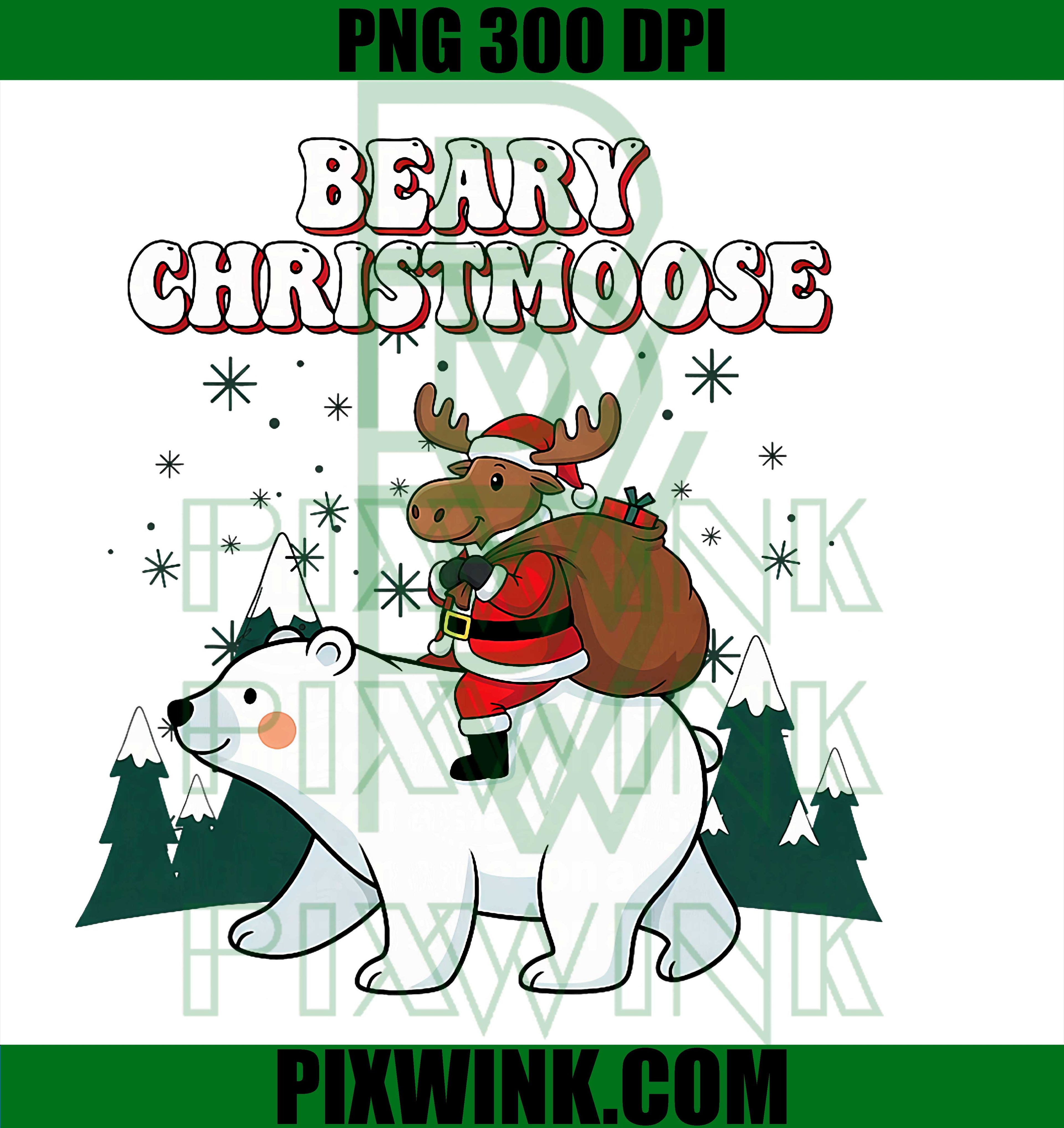 Bearry Christmoose Moose Riding Polar Bear Funny Christmas PNG