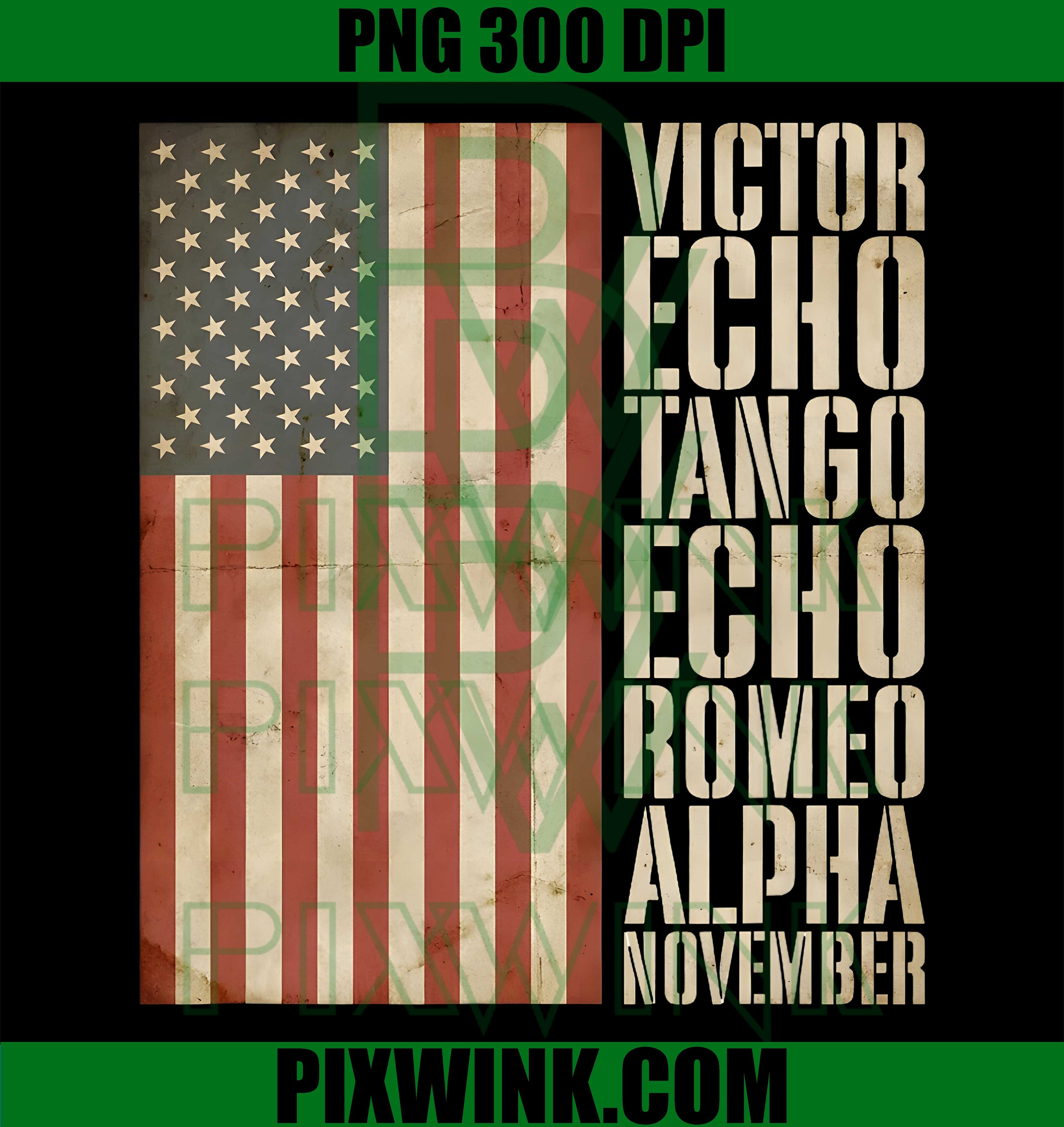 Veteran Military Alphabet American Flag PNG, Aged Patriotic Military Design PNG
