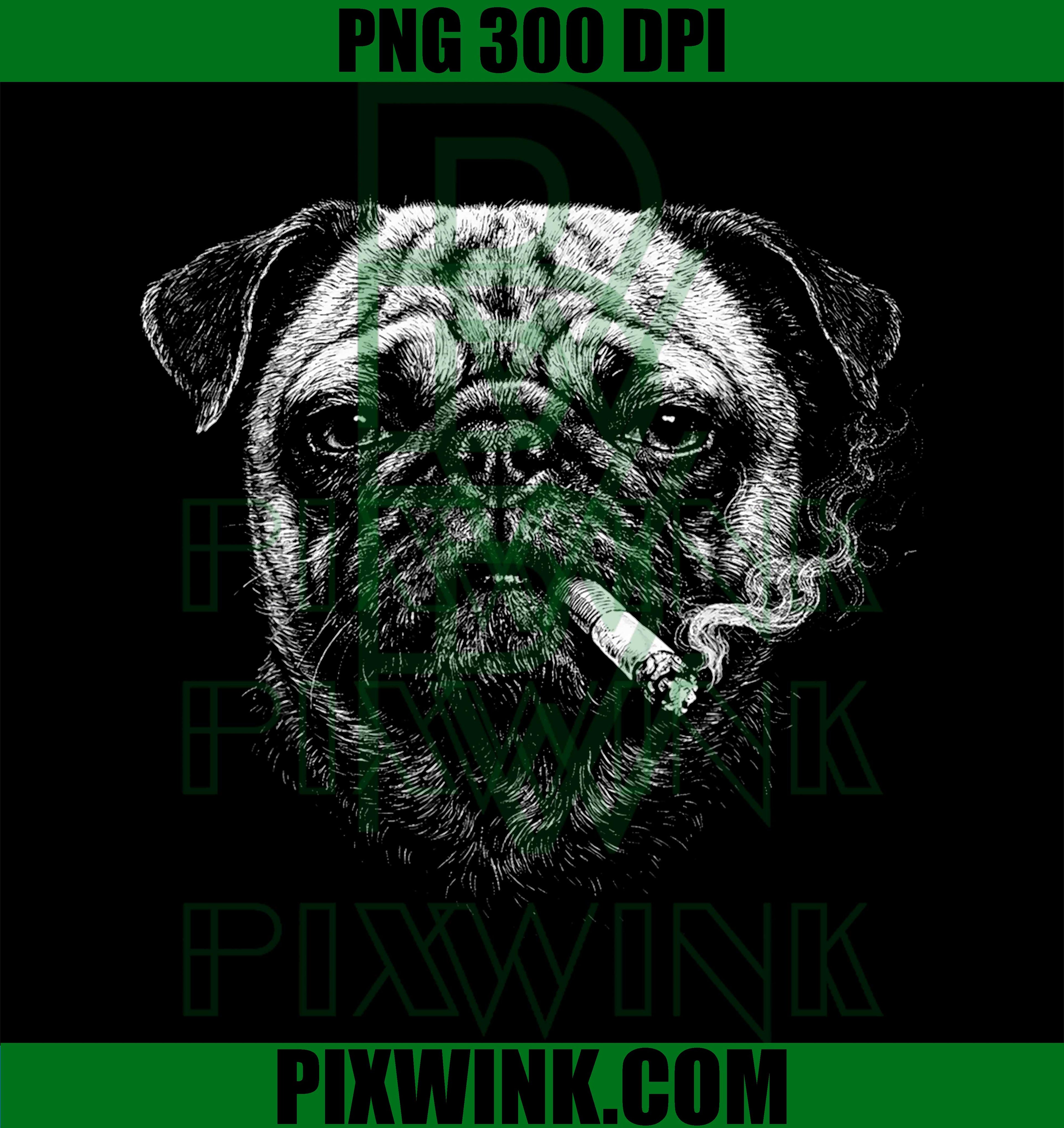 Smoking Pug Dog PNG, Funny Vintage Pug Face Meme PNG