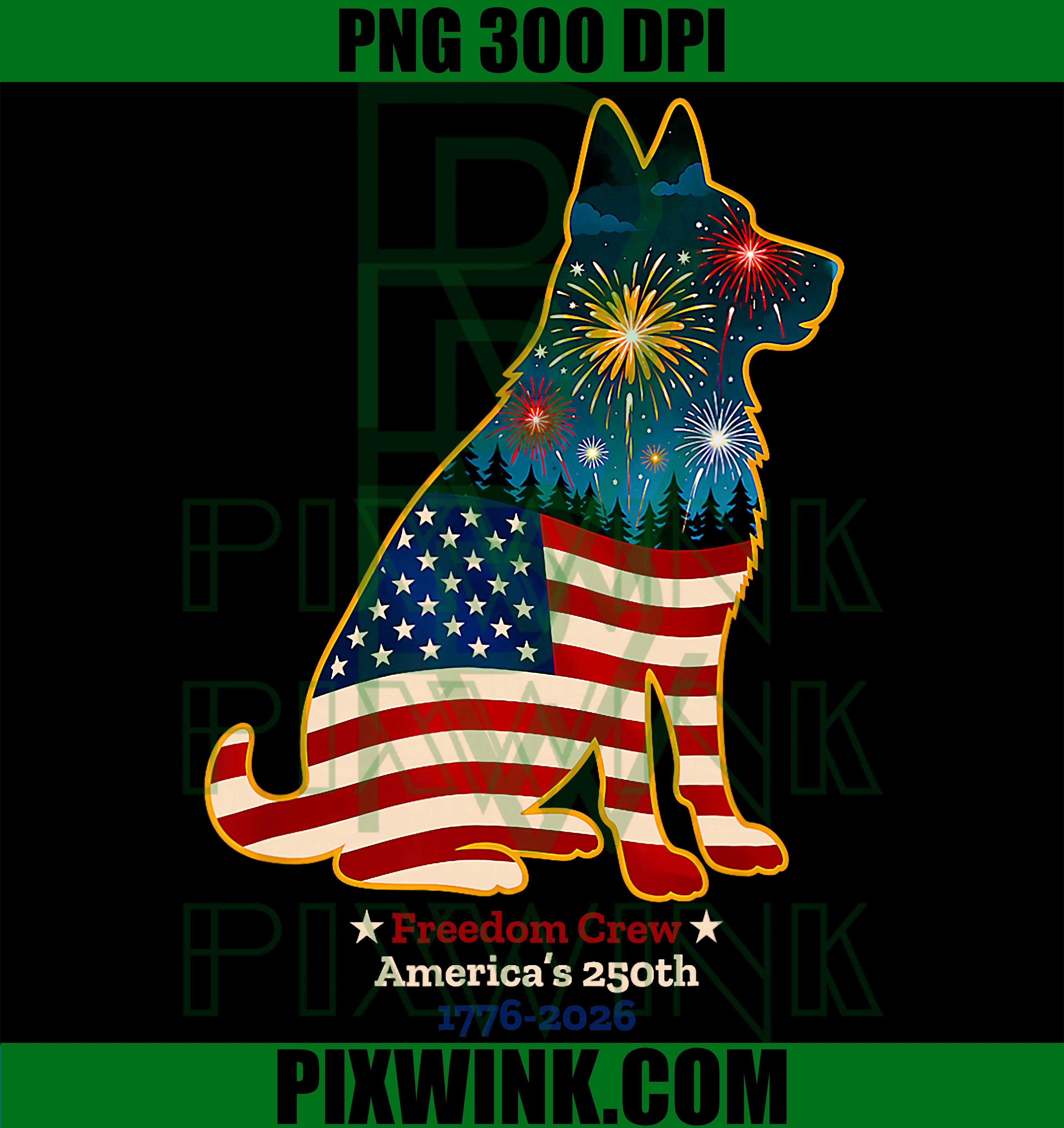 German Shepherd Patriotic PNG, 250th America Dog Freedom PNG