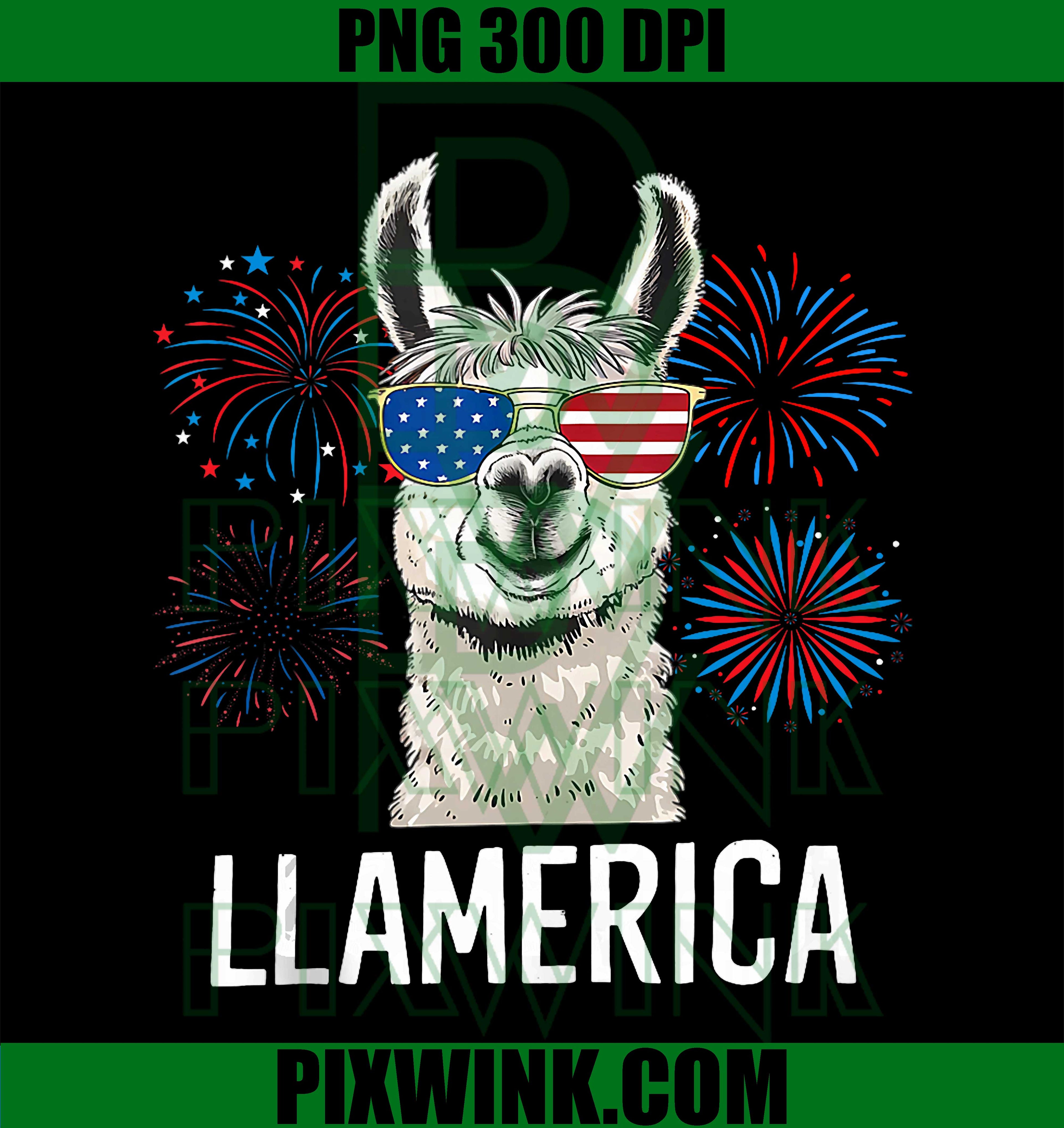 Funny Llamerica PNG, Fourth July Digital Download, American Flag Firework Graphic