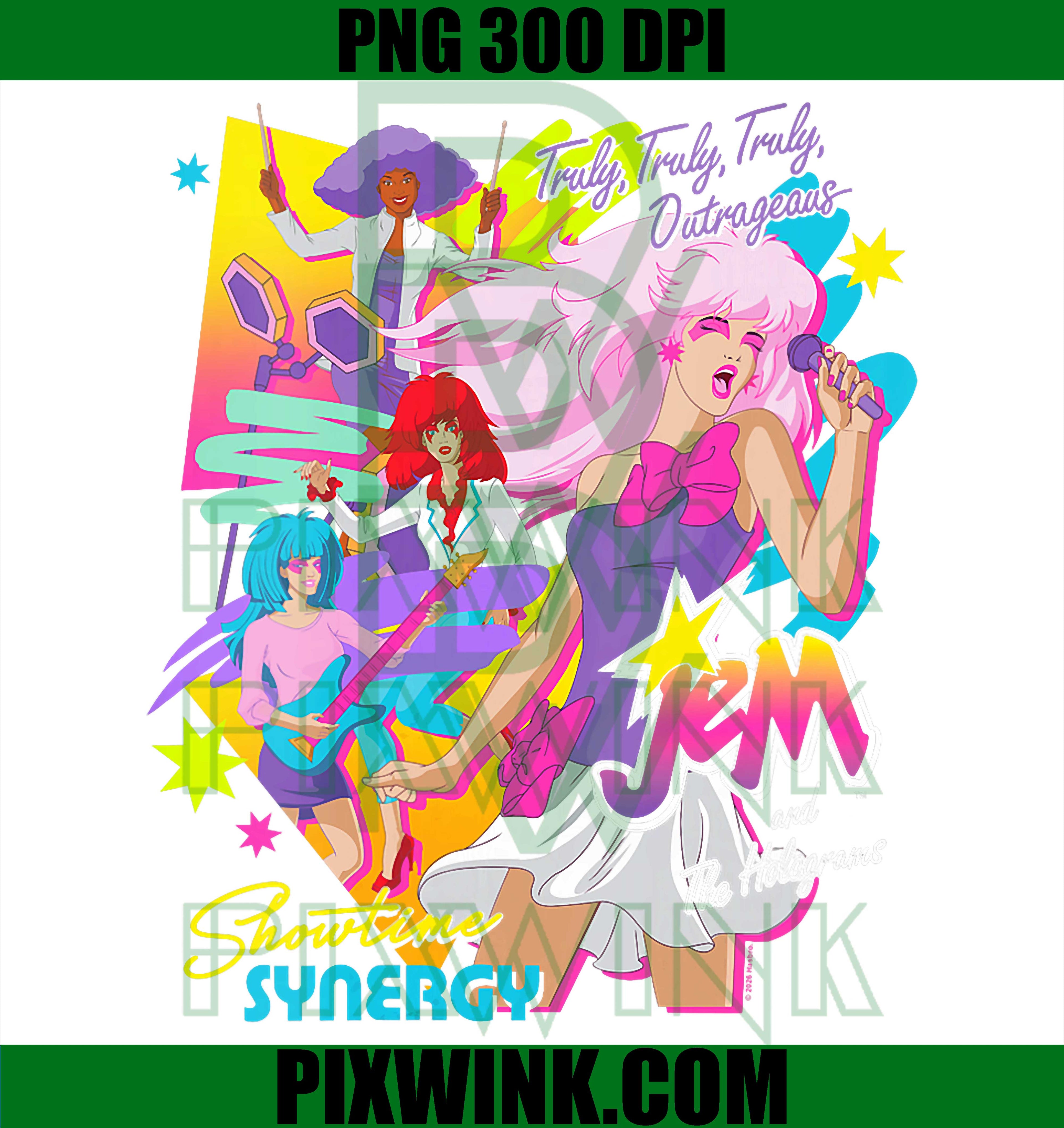 Jem And The Holograms PNG, Truly Outrageous Showtime V-Neck PNG