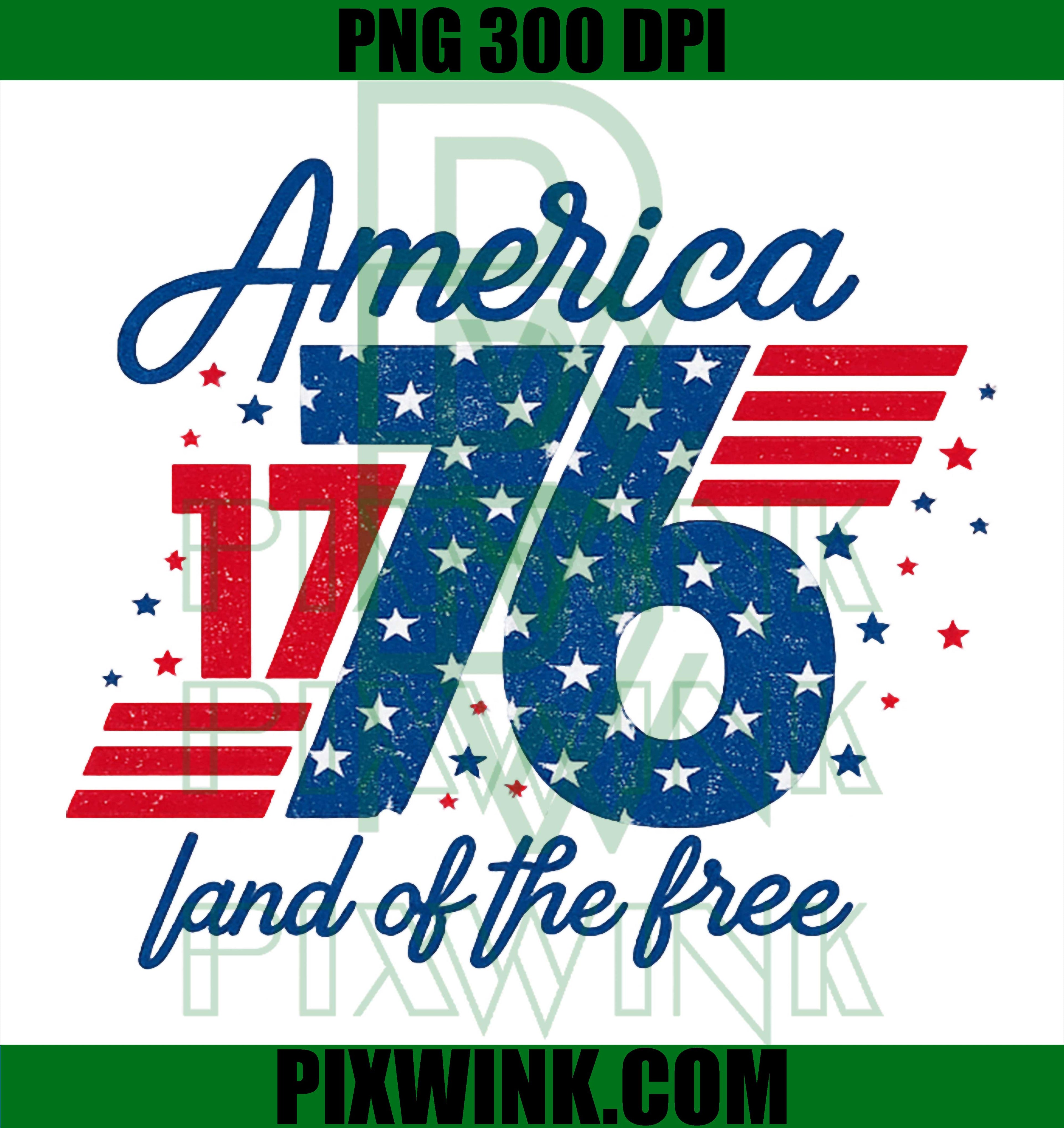 Vintage America 1776 PNG, Land of the Free PNG Retro Patriotic Design