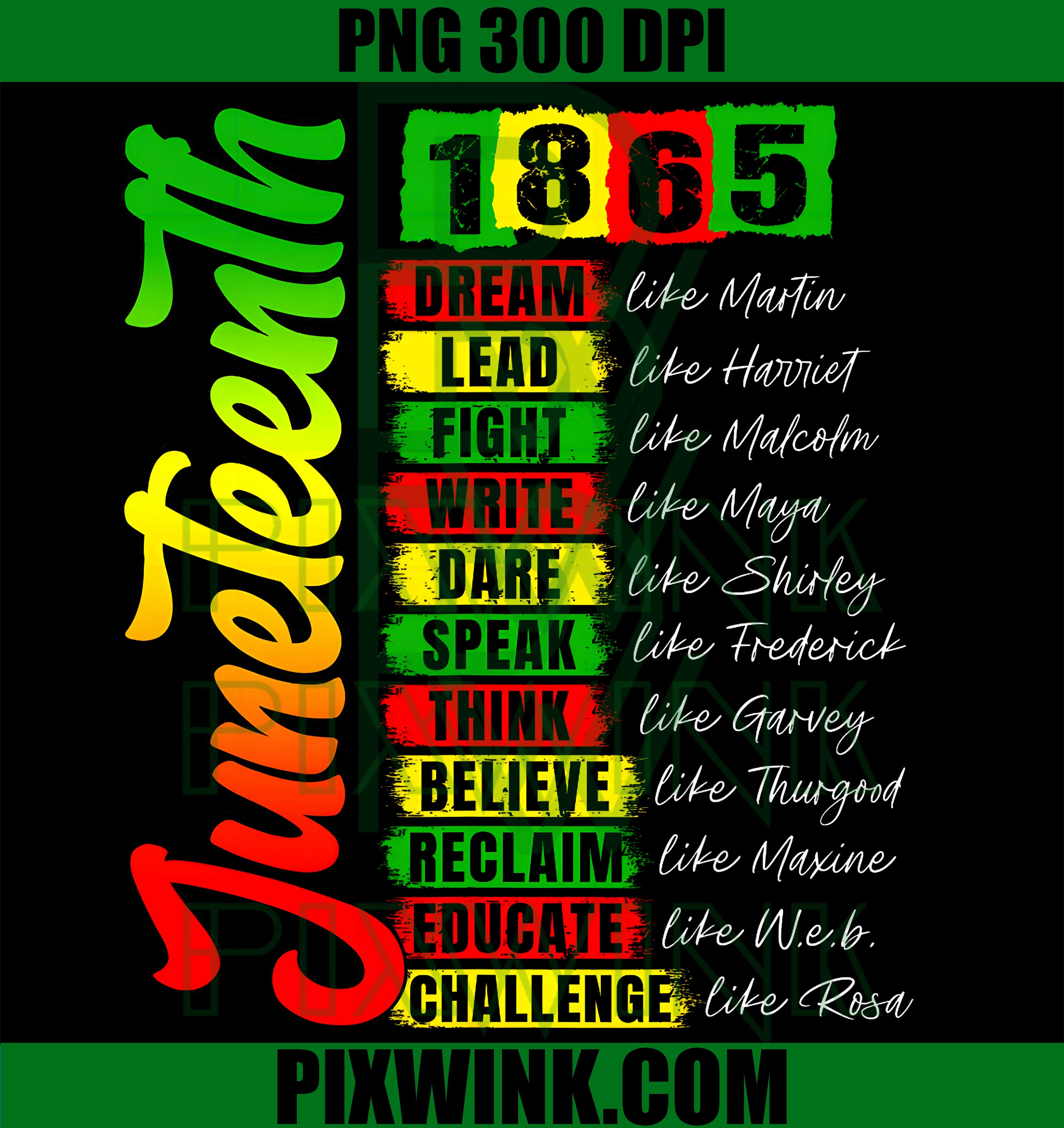 Juneteenth 1865 Black History PNG, Civil Rights Leaders Pride Graphic PNG