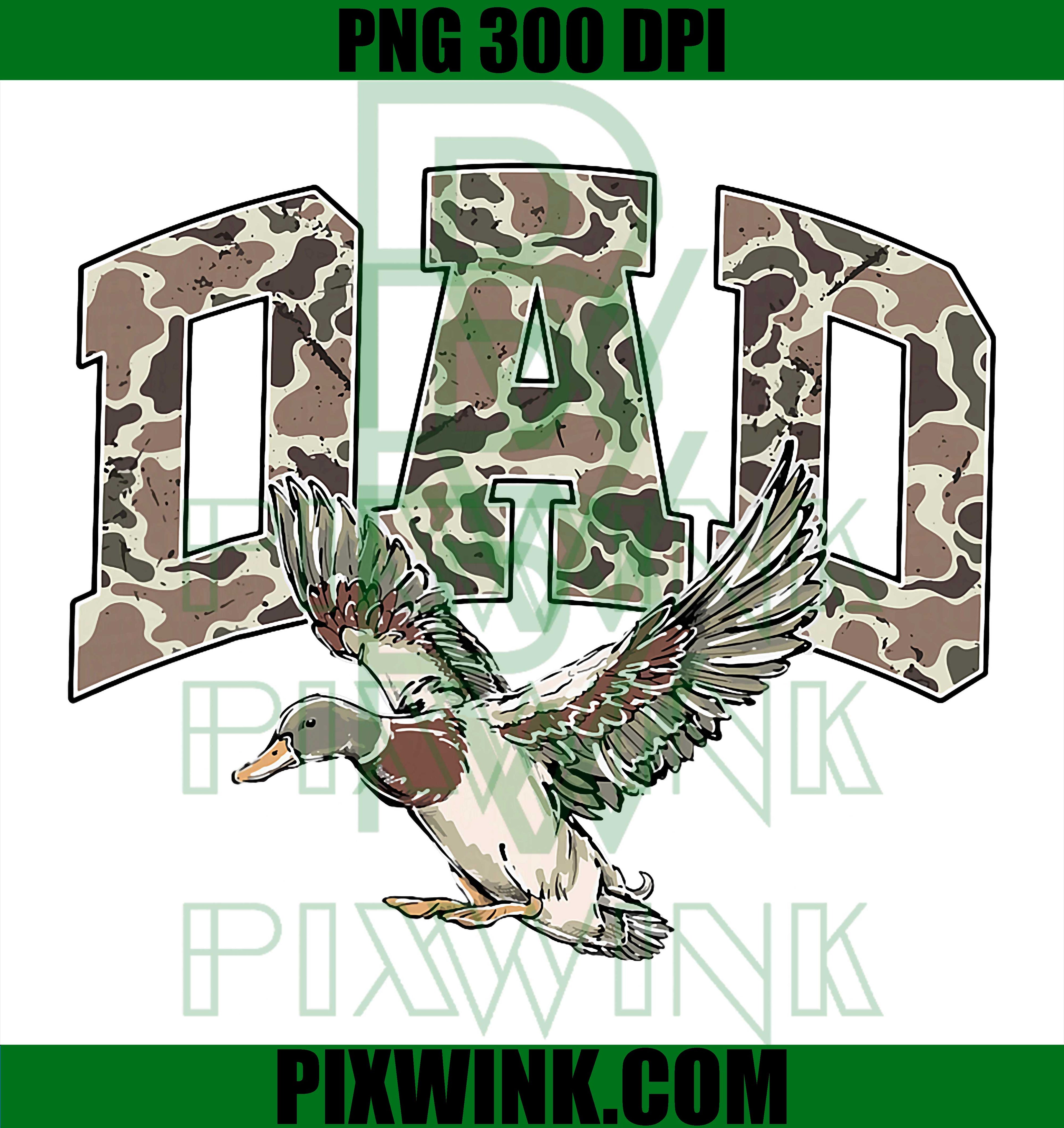 Vintage Mallard Duck Hunting PNG, Funny Camo Dad Fathers Day Duck PNG