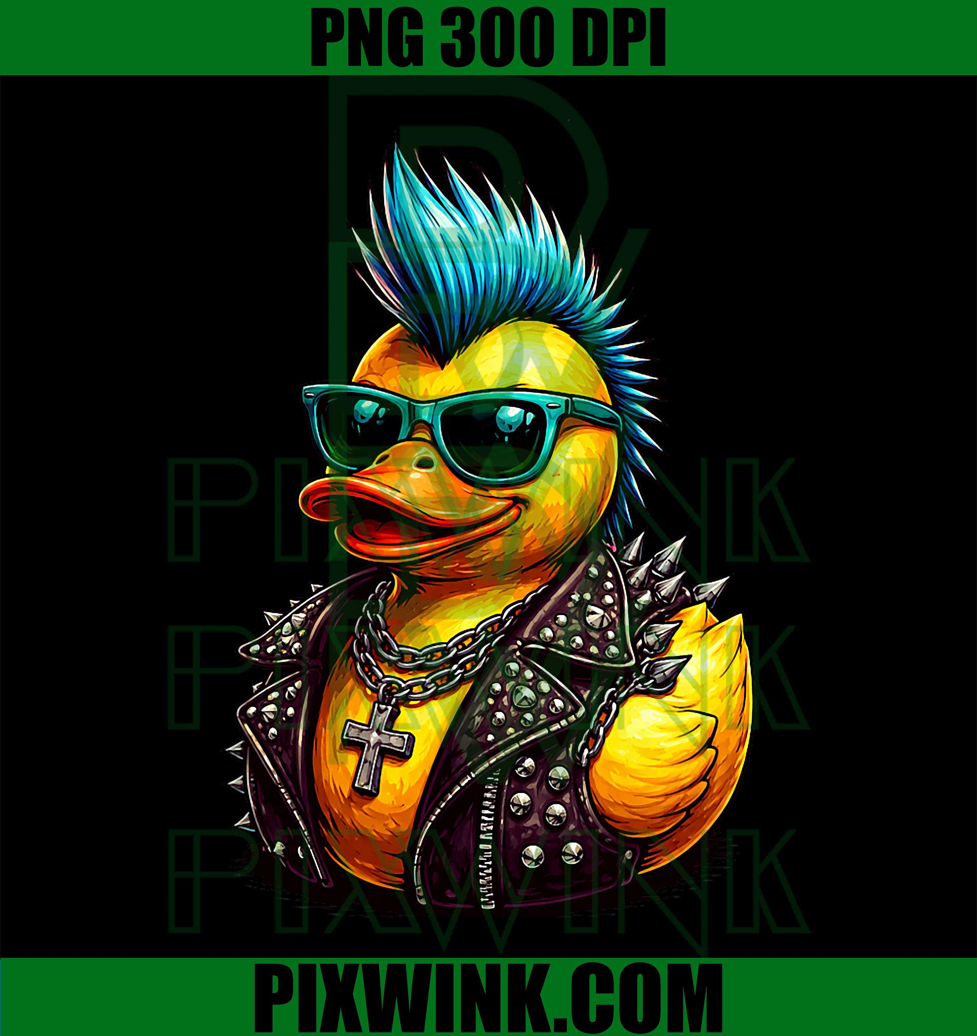 Funny Mohawk Punk Duck PNG, Punk Rock Rubber Duck PNG