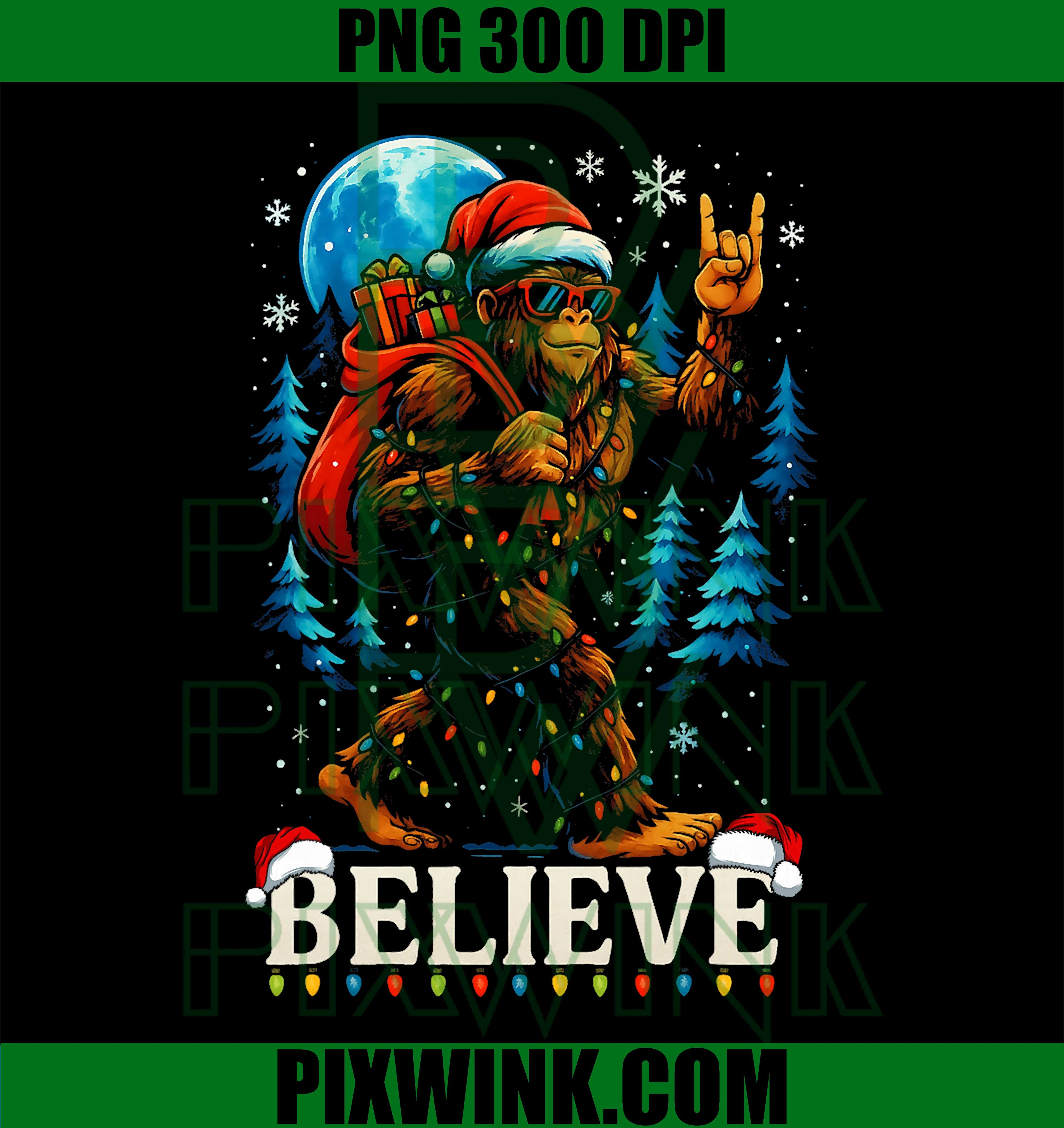 Bigfoot Christmas PNG, Funny Sasquatch Believe PNG