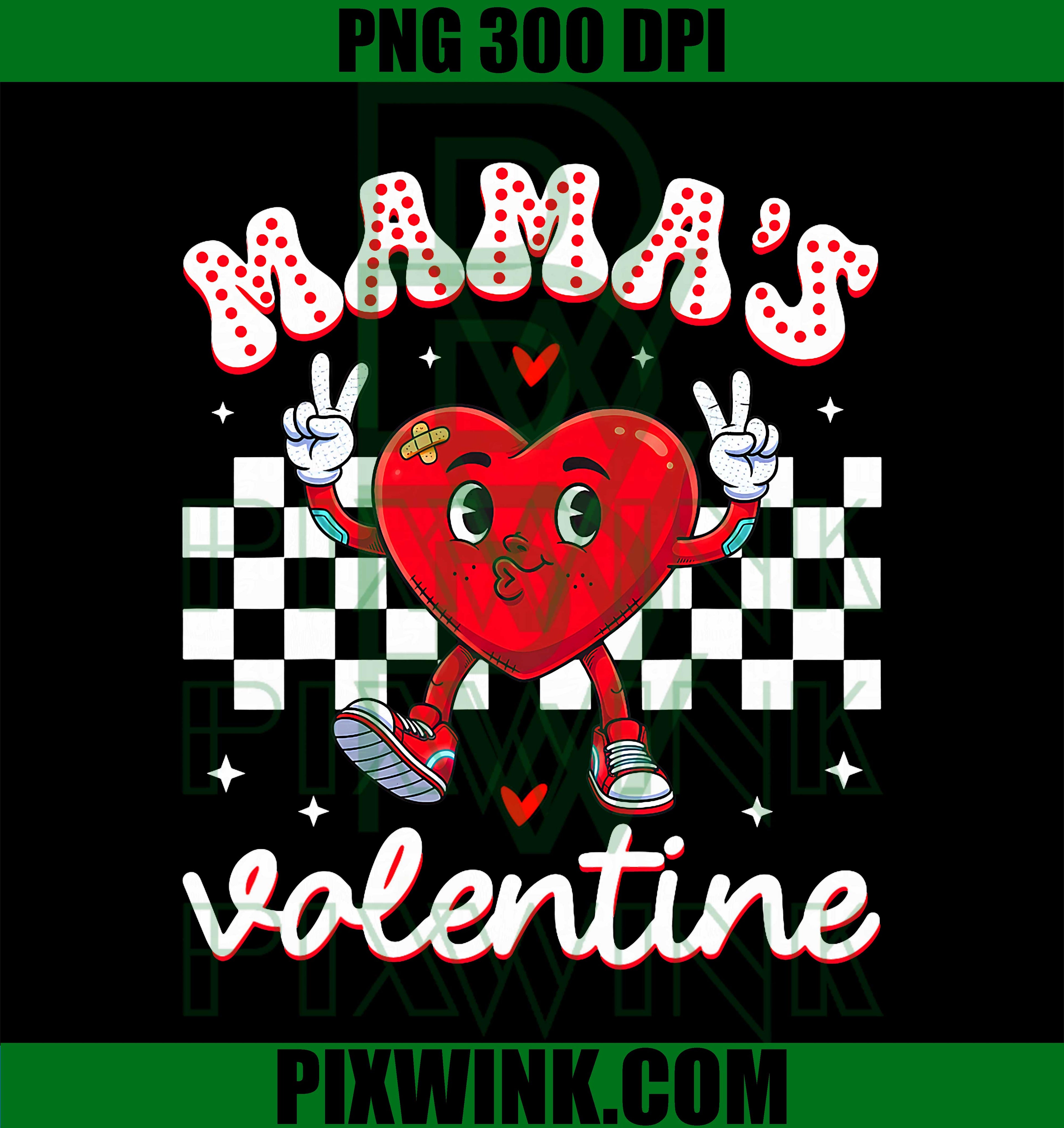 Mama's Valentine Heart PNG, Cute Kids Retro Groovy PNG