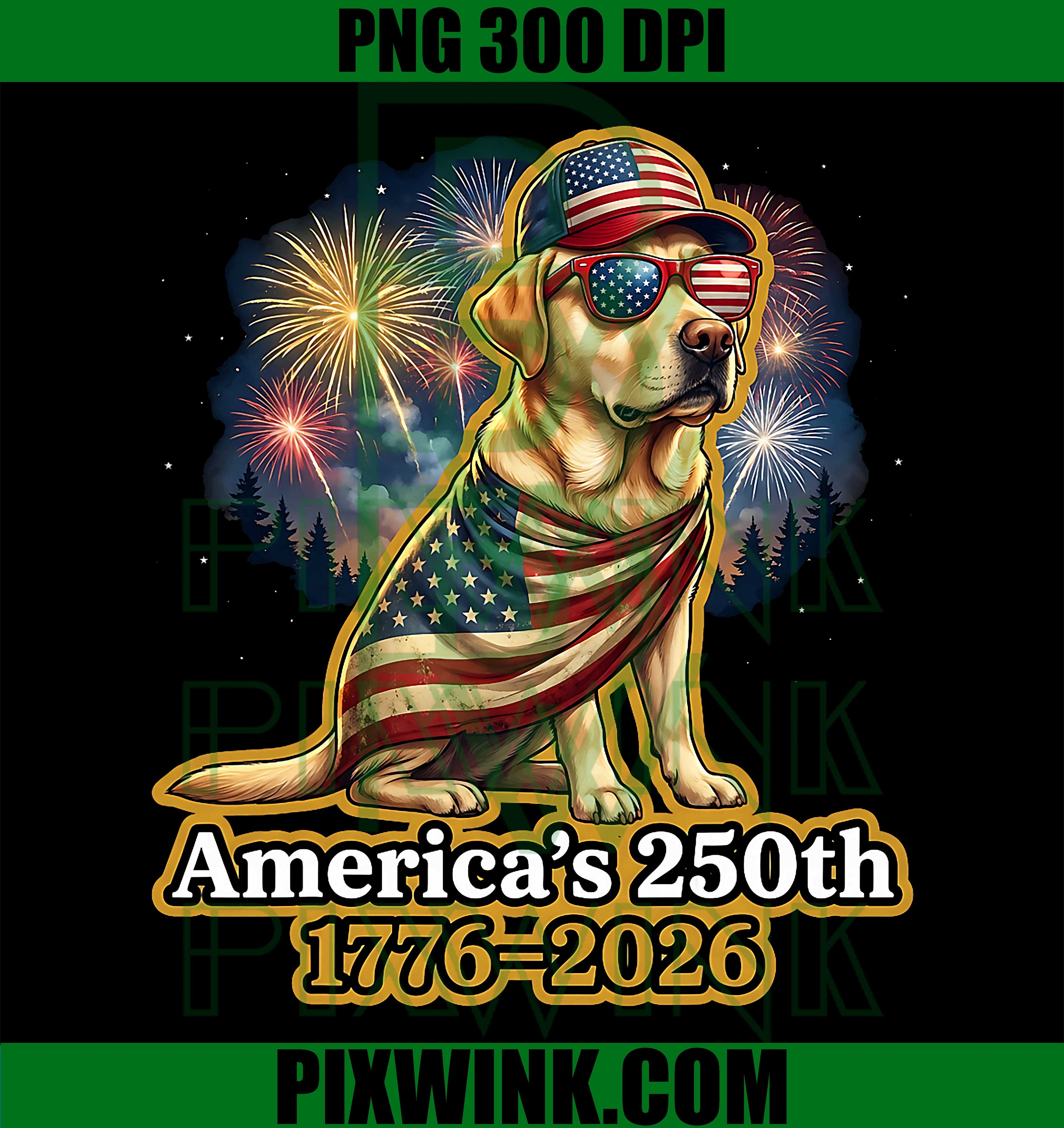American Flag Labrador Retriever Dog PNG, Yellow Lab Patriotic Graphic PNG
