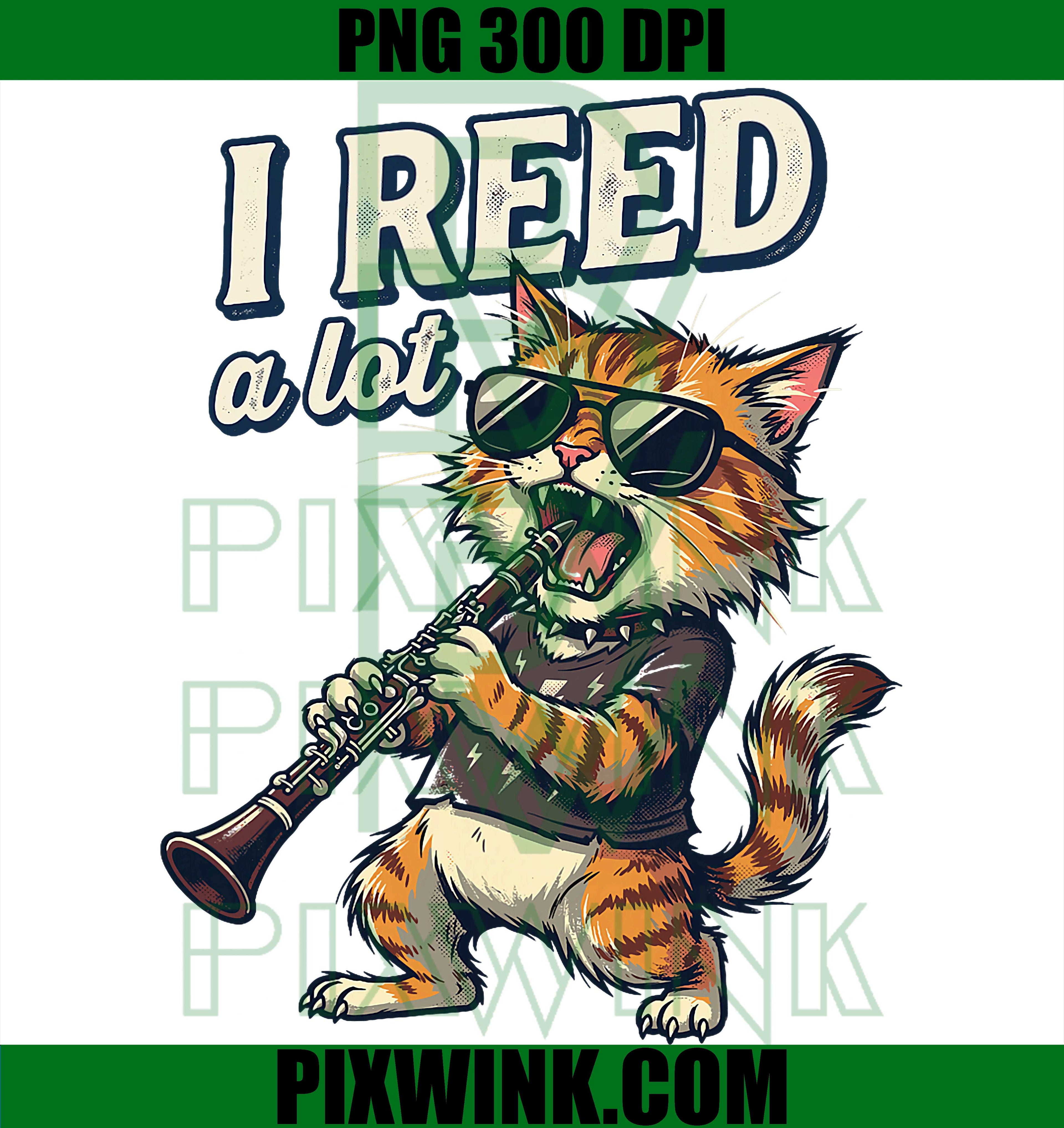 Jazz Cat PNG, Clarinet Music PNG, Funny Reading Quote PNG