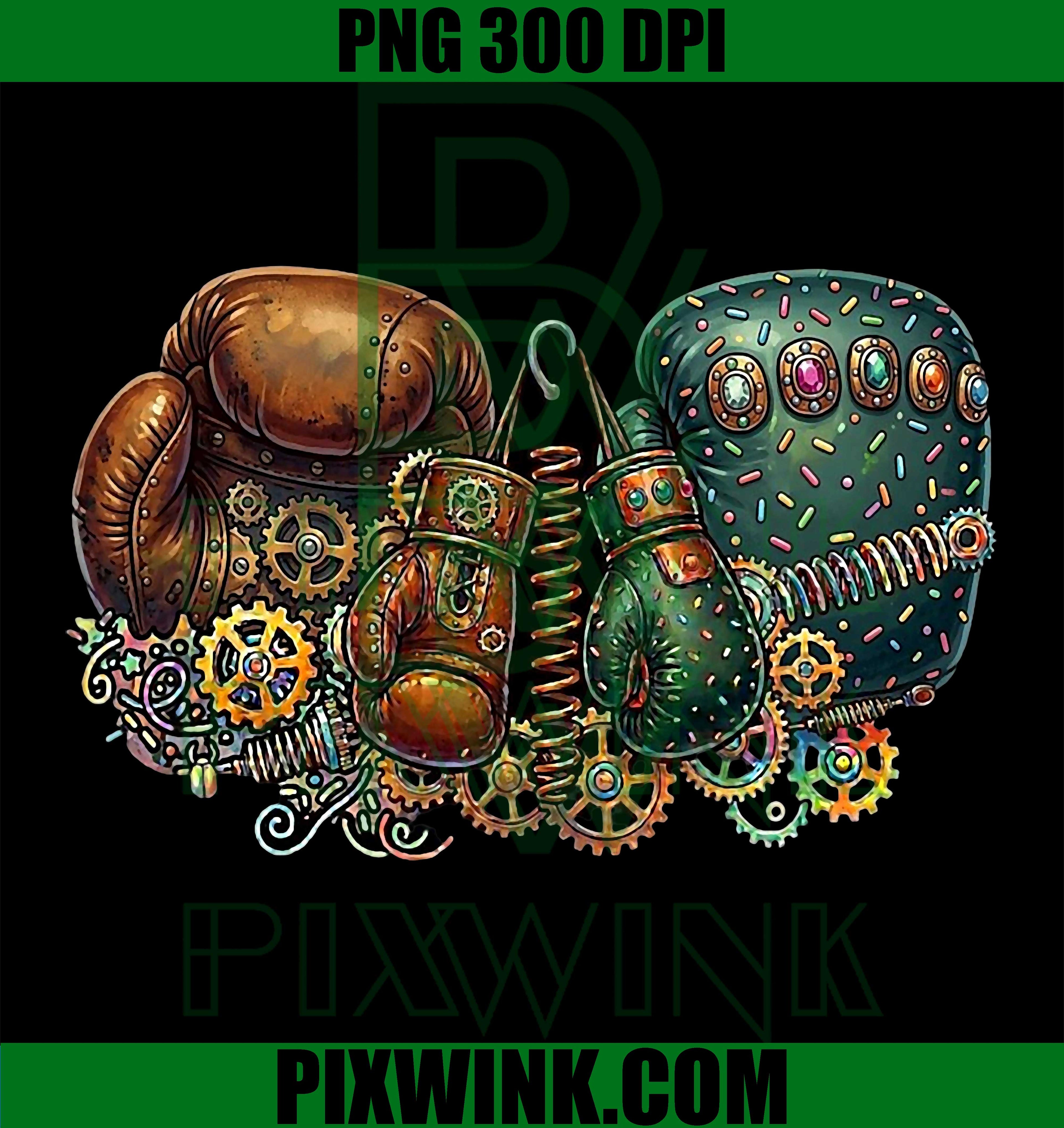 Steampunk Boxing Gloves PNG, Mechanical Gears Vintage Design PNG
