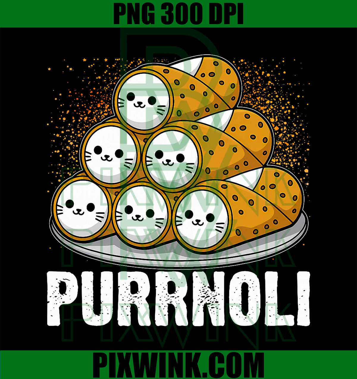 Italian Cannoli PNG, Funny Sicilian Italy Cute PNG, Kawaii Cat PNG