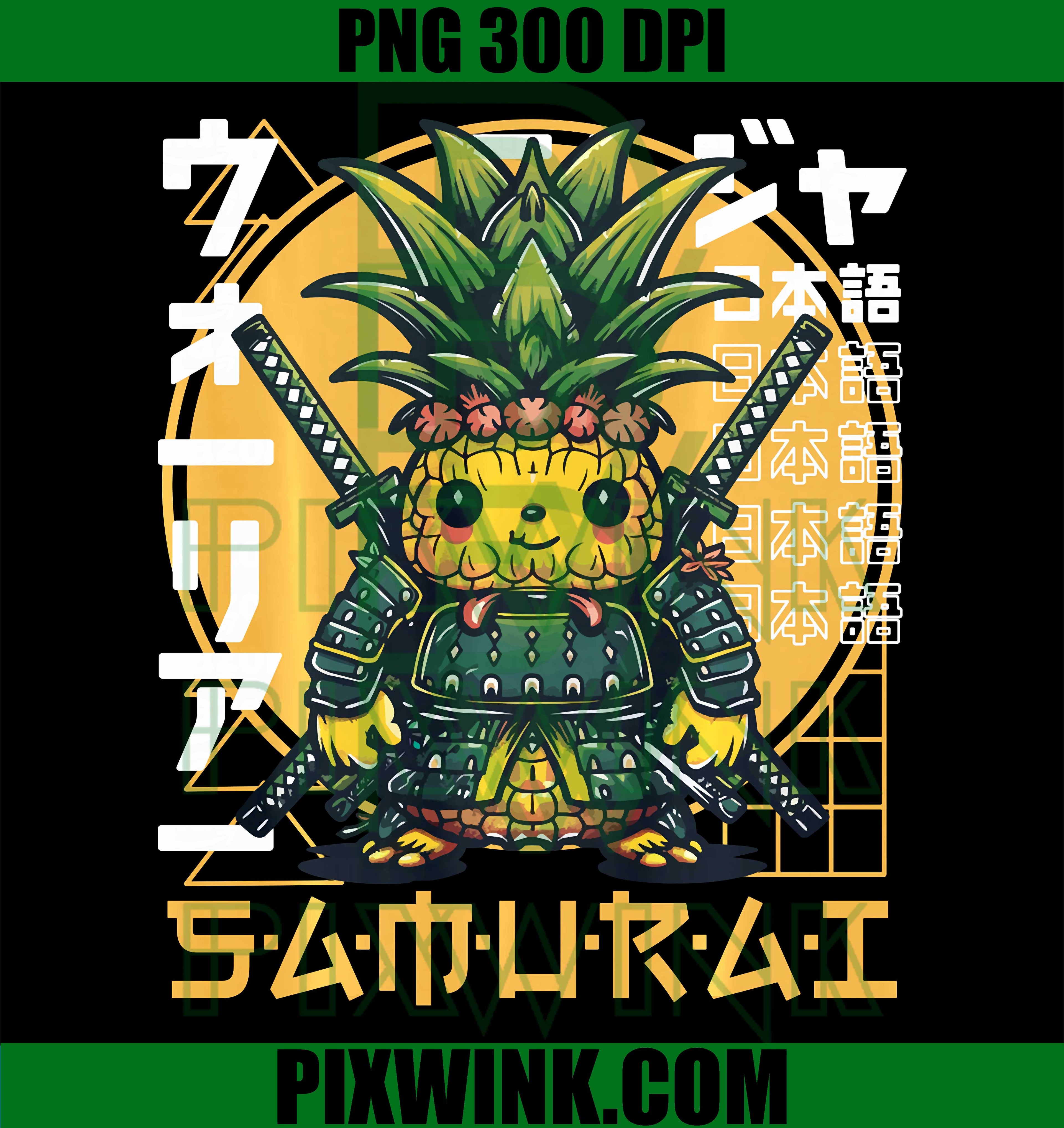 Samurai Pineapple Warrior PNG, Ukiyo Sensei Samurai Art PNG
