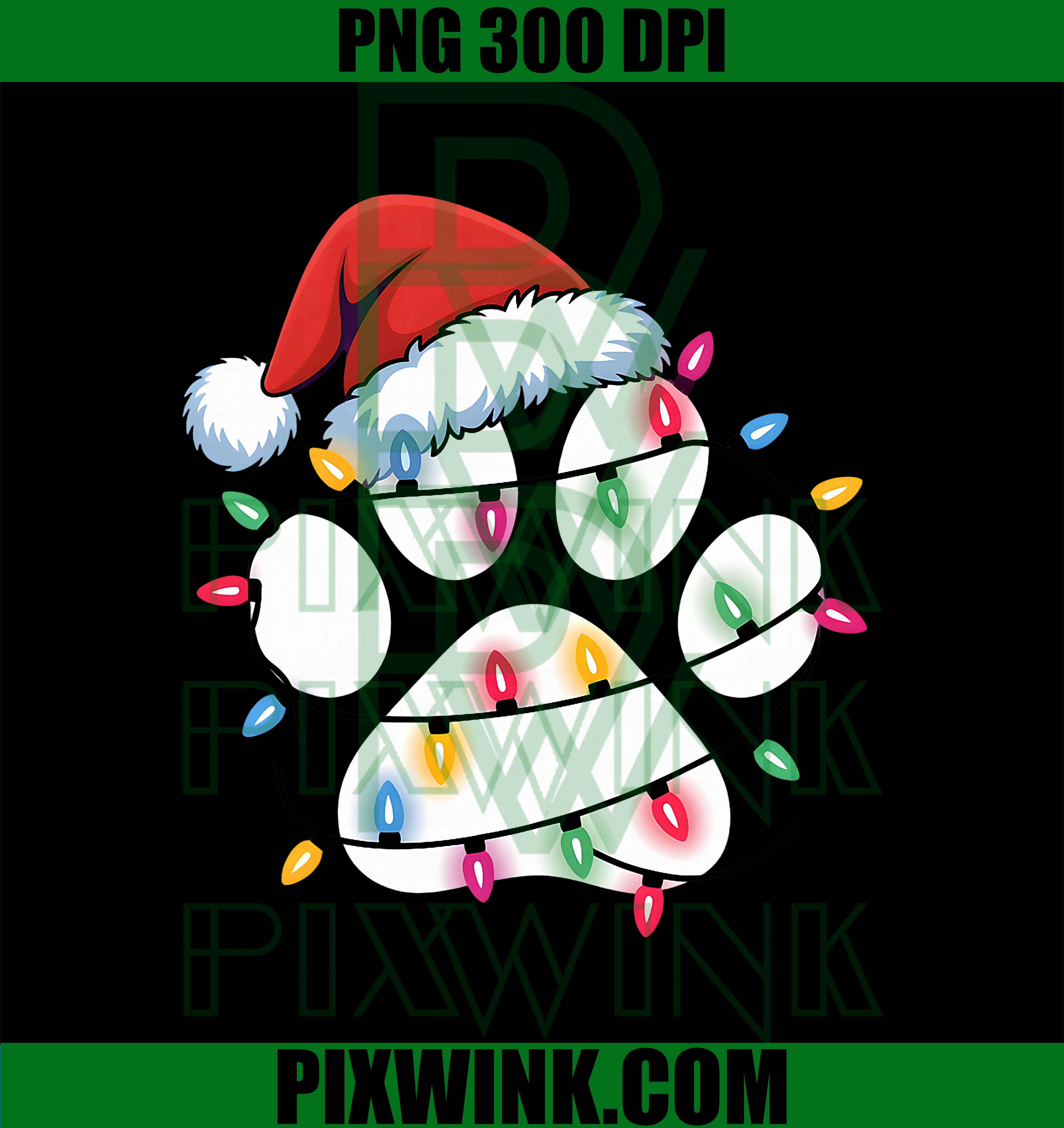 Dog Paw Print Christmas Funny Santa Puppy PNG