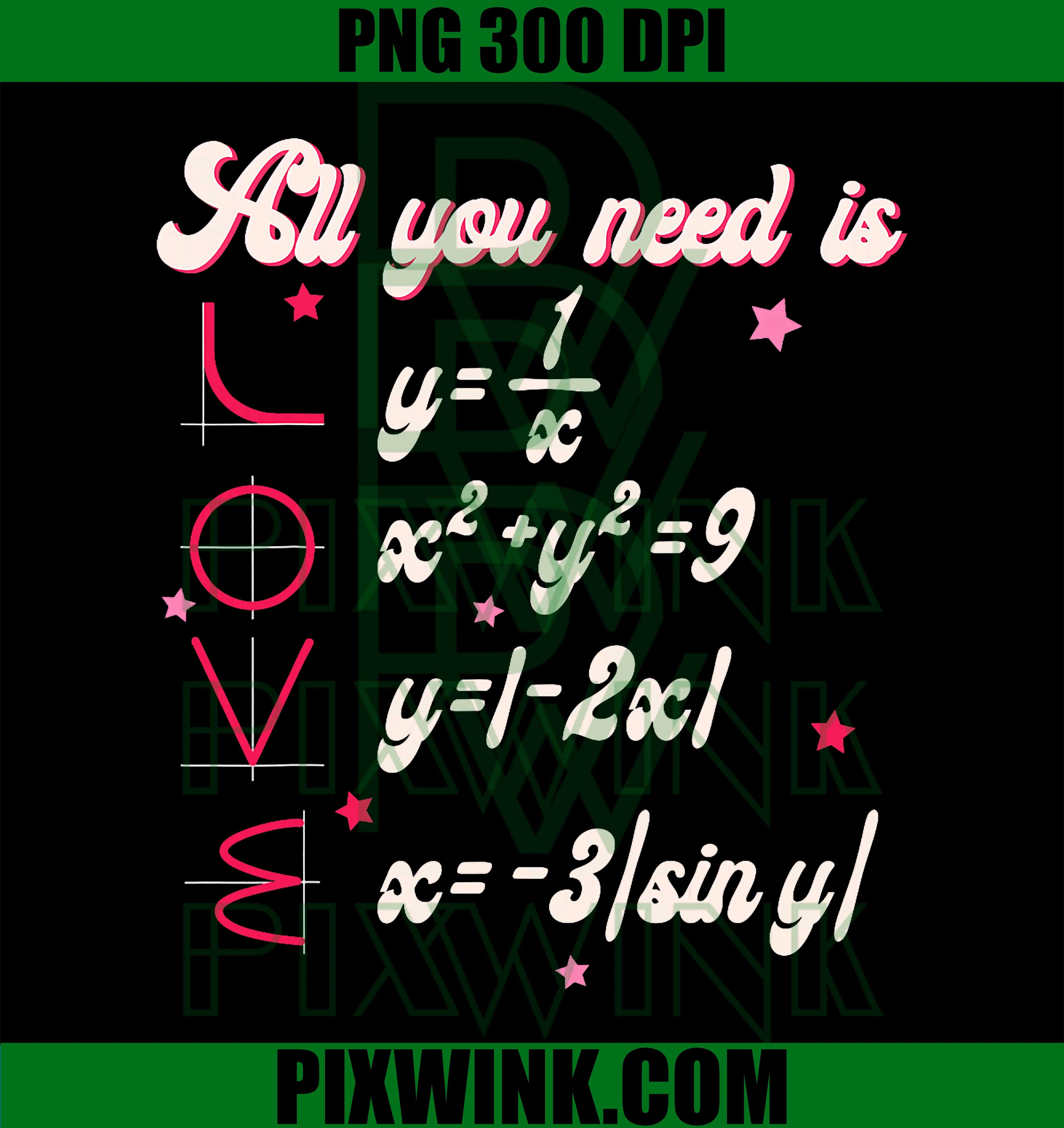 Valentine All You Need is Love Math Equation Teacher PNG
