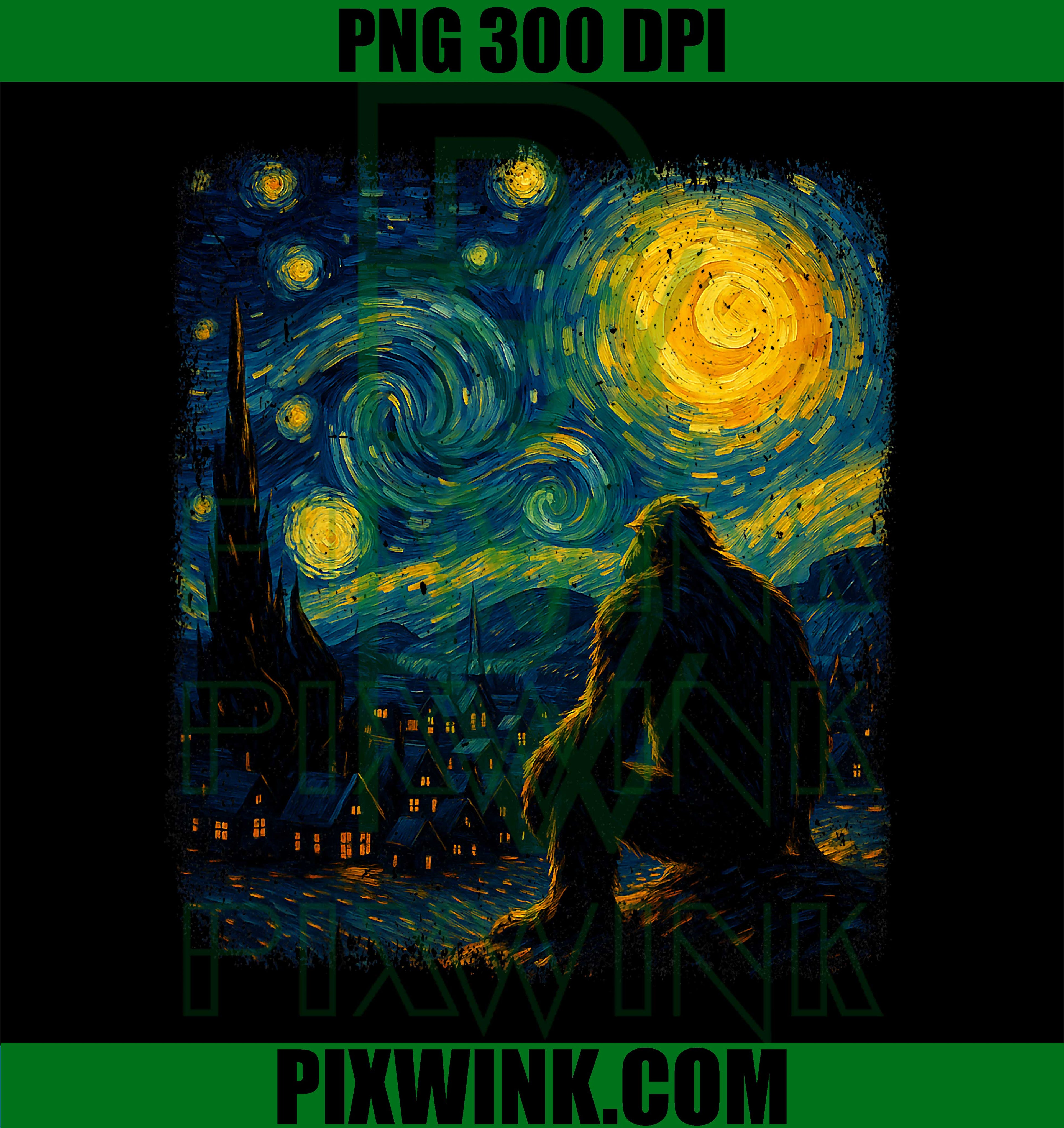 Bigfoot Starry Night Van Gogh PNG