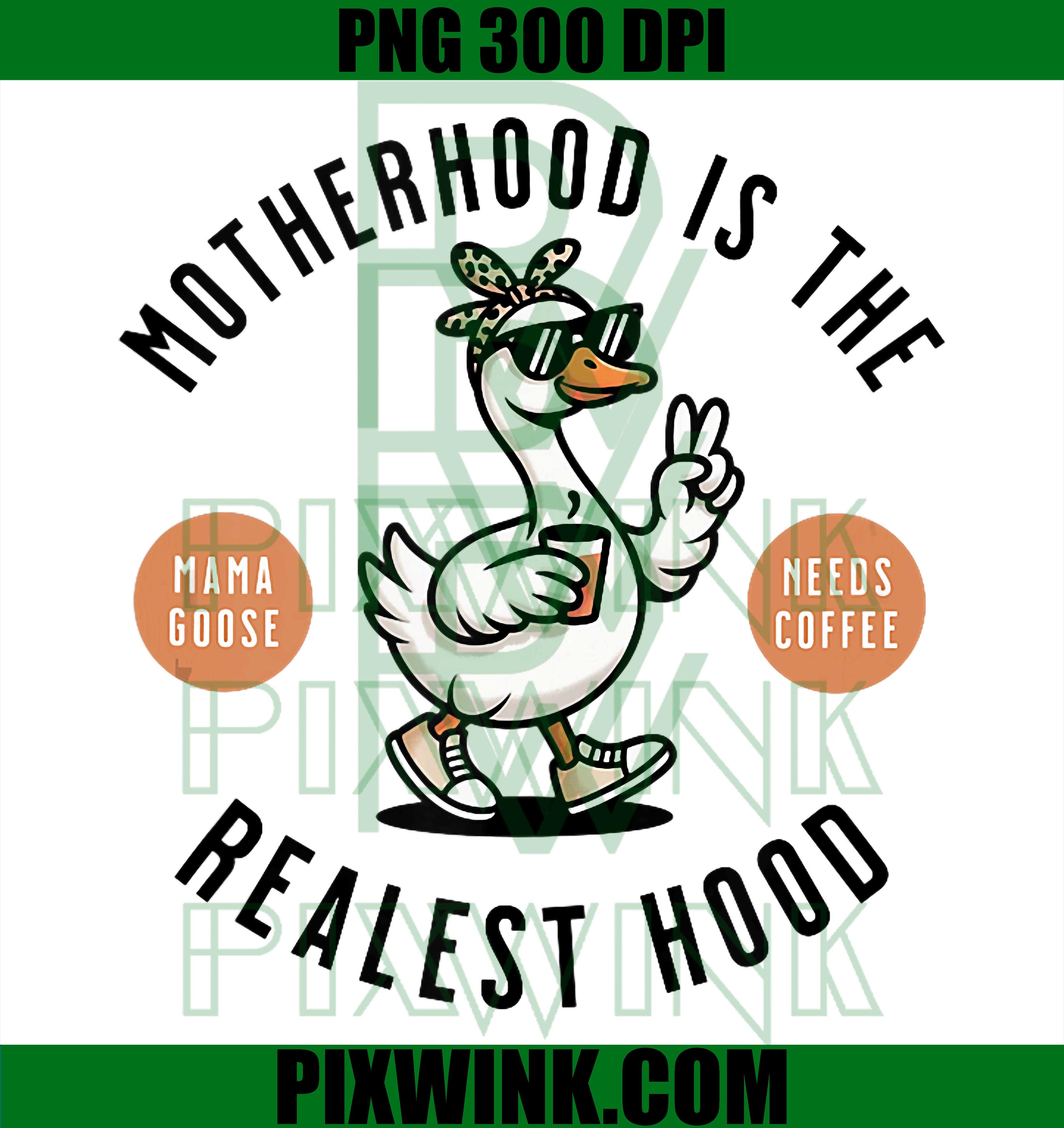 Mama Goose Coffee PNG, Funny Motherhood Goose Meme PNG