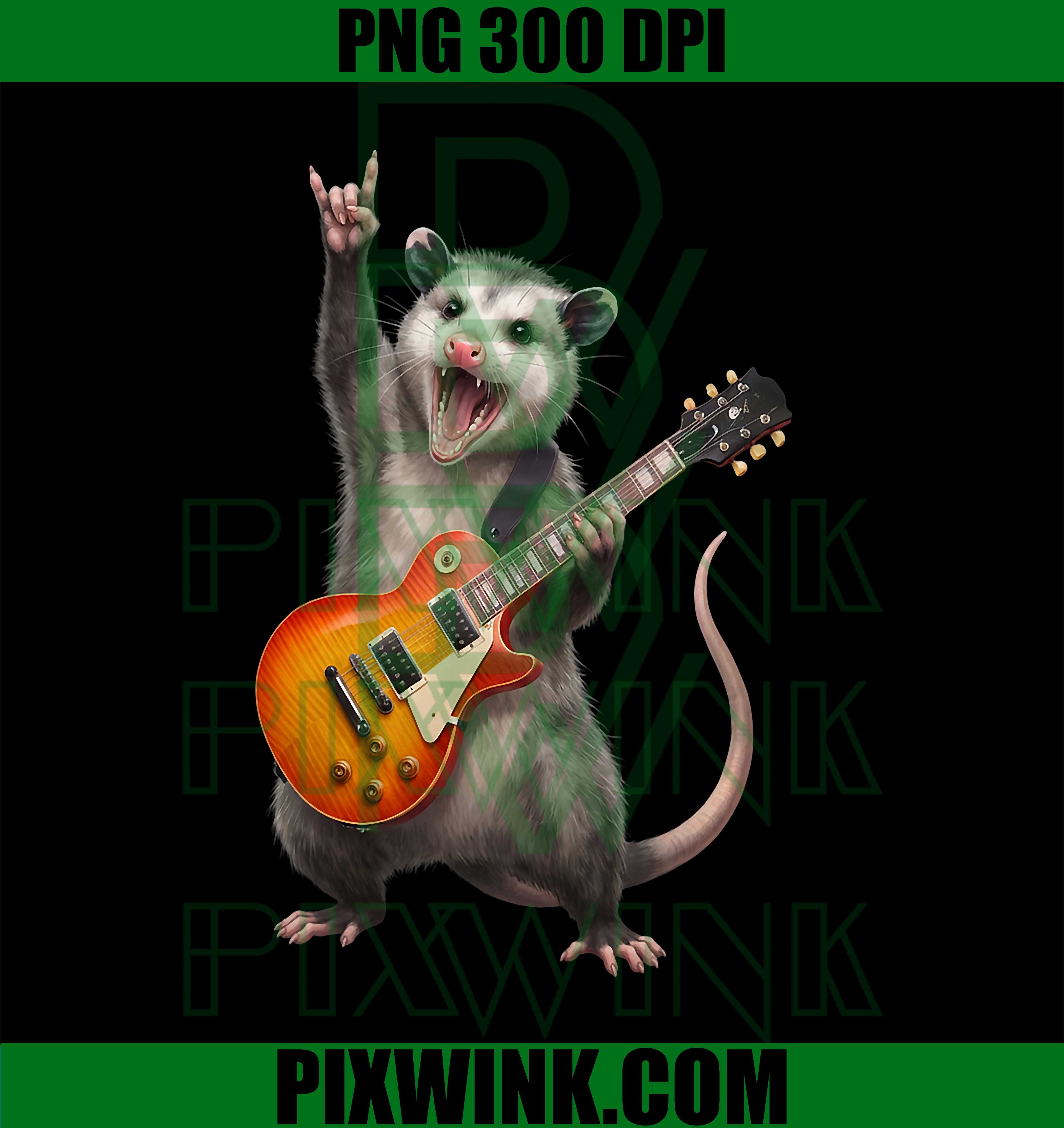 Funny Possum Playing Guitar PNG, Rock And Roll Guitarist PNG