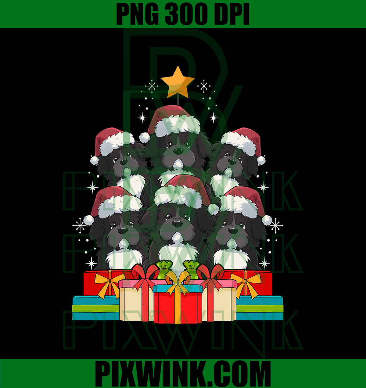 Newfoundland Dog Christmas Tree Xmas PNG