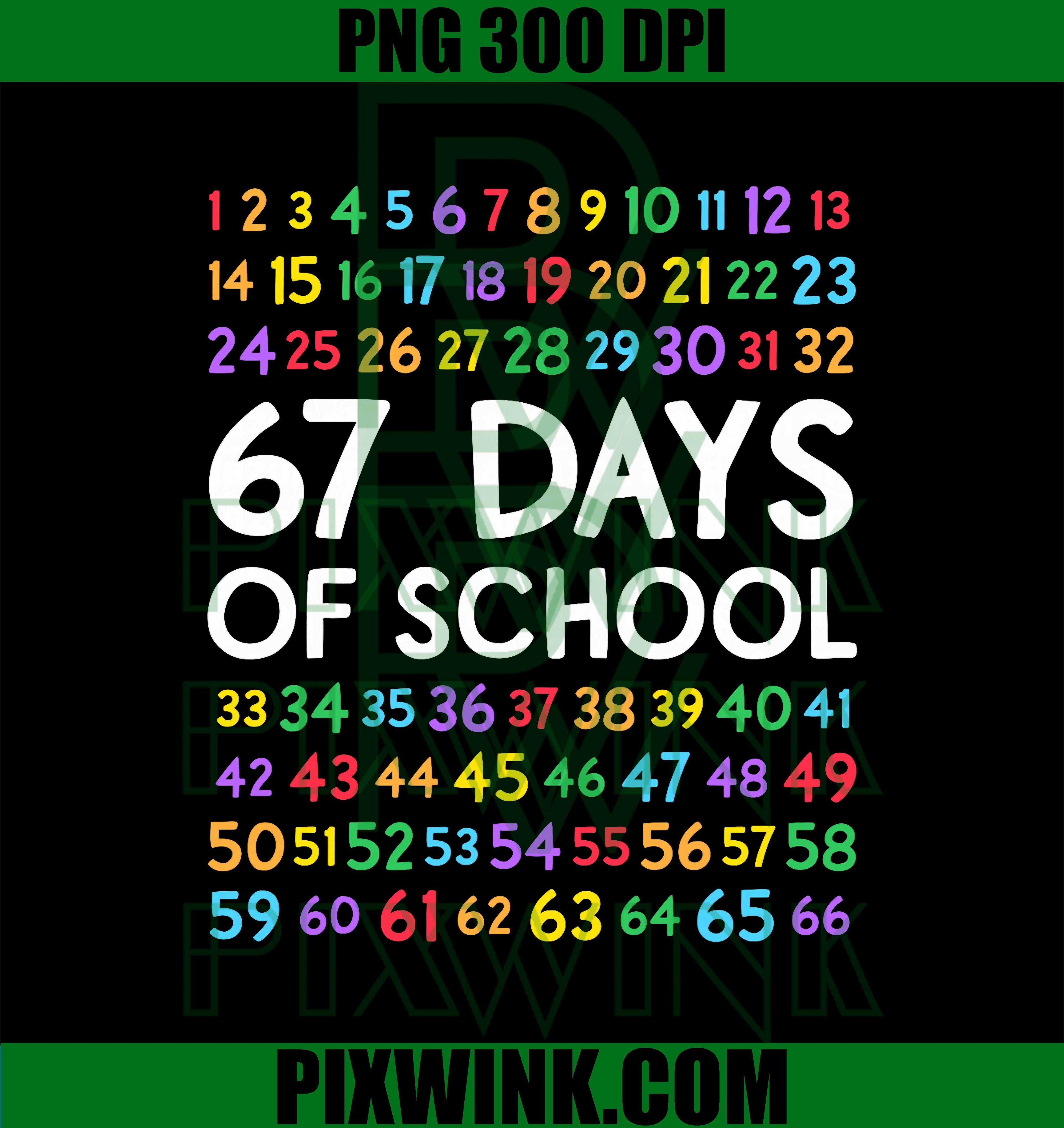 67th Day of School Teacher Kids, 67 Math Numbers 100th Days PNG