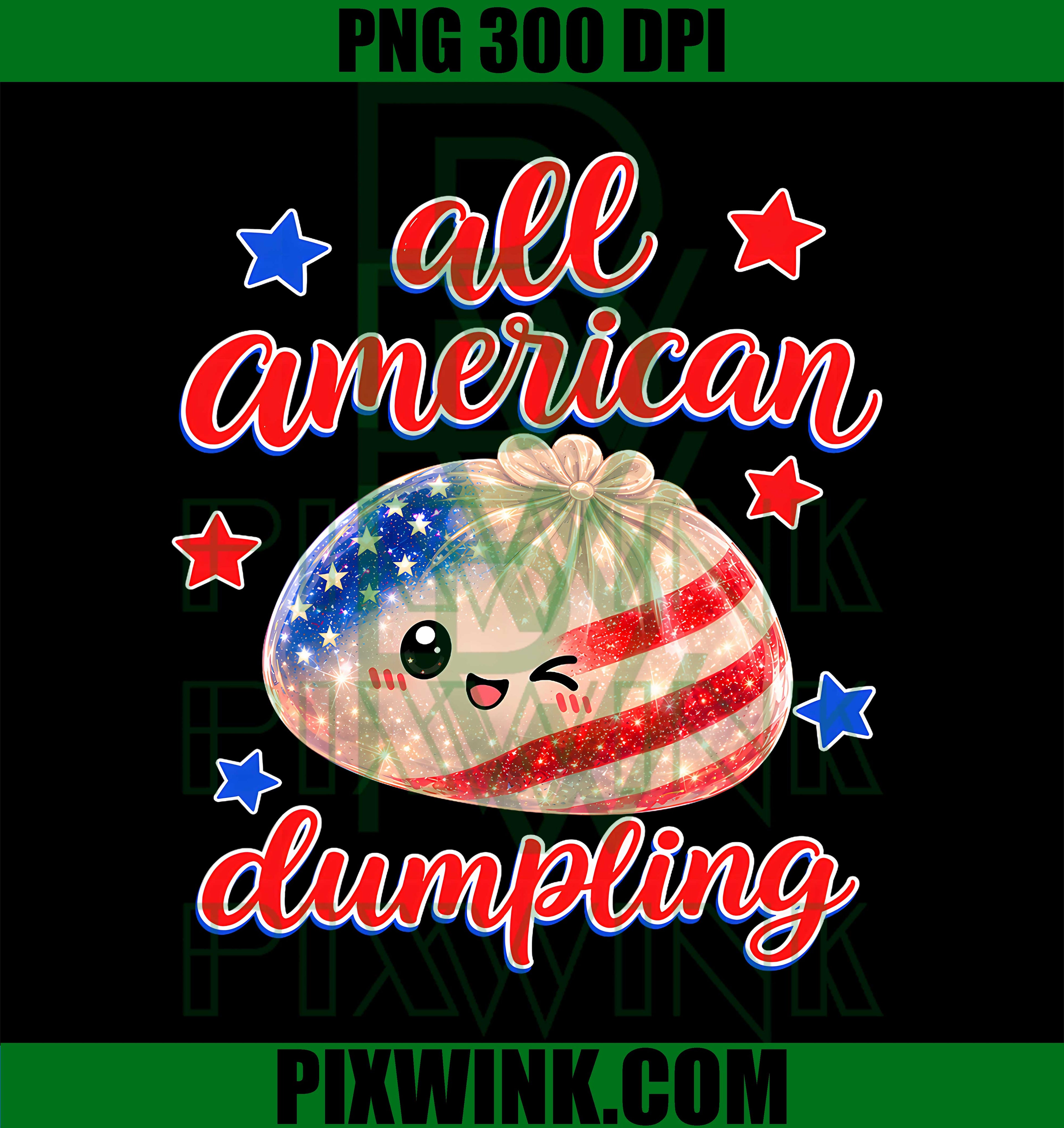 Cute Striped All American Dumpling PNG, 4th Of July Girls Graphic PNG