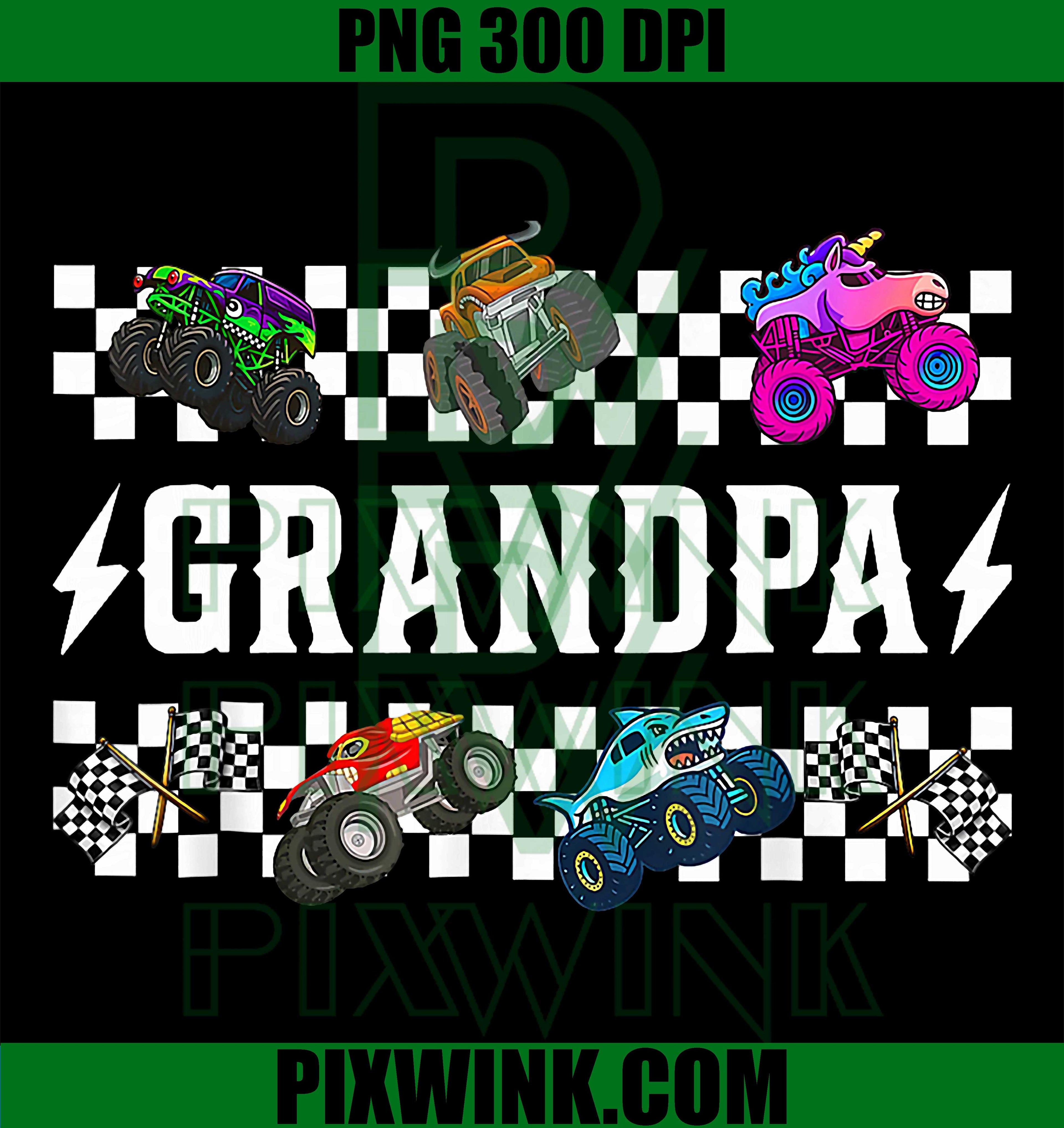 Grandpa Monster Truck PNG, Retro Family Crew PNG Birthday Matching Design