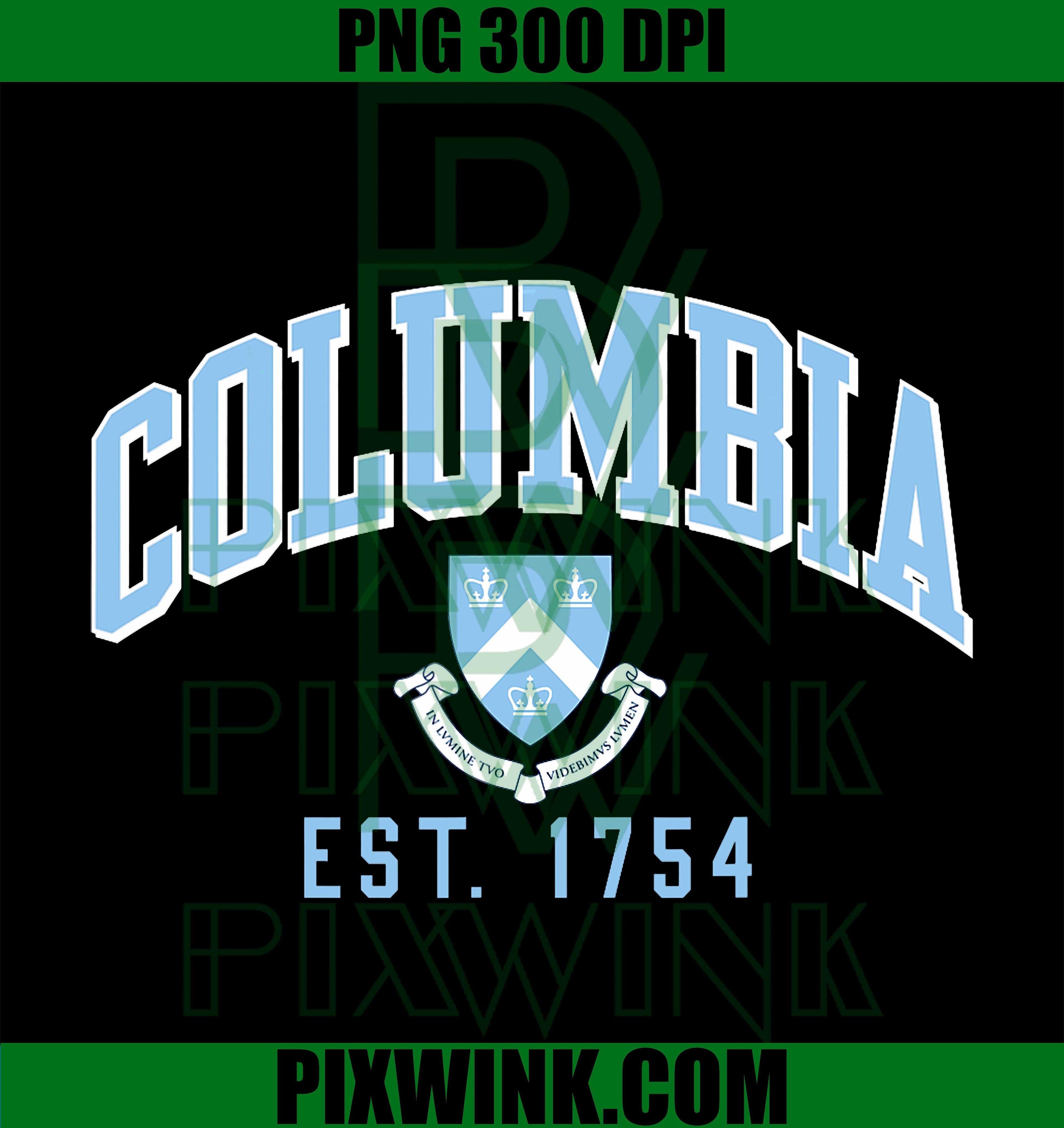 Columbia Classic Arch PNG, EST 1754 PNG, Navy University Style Art PNG