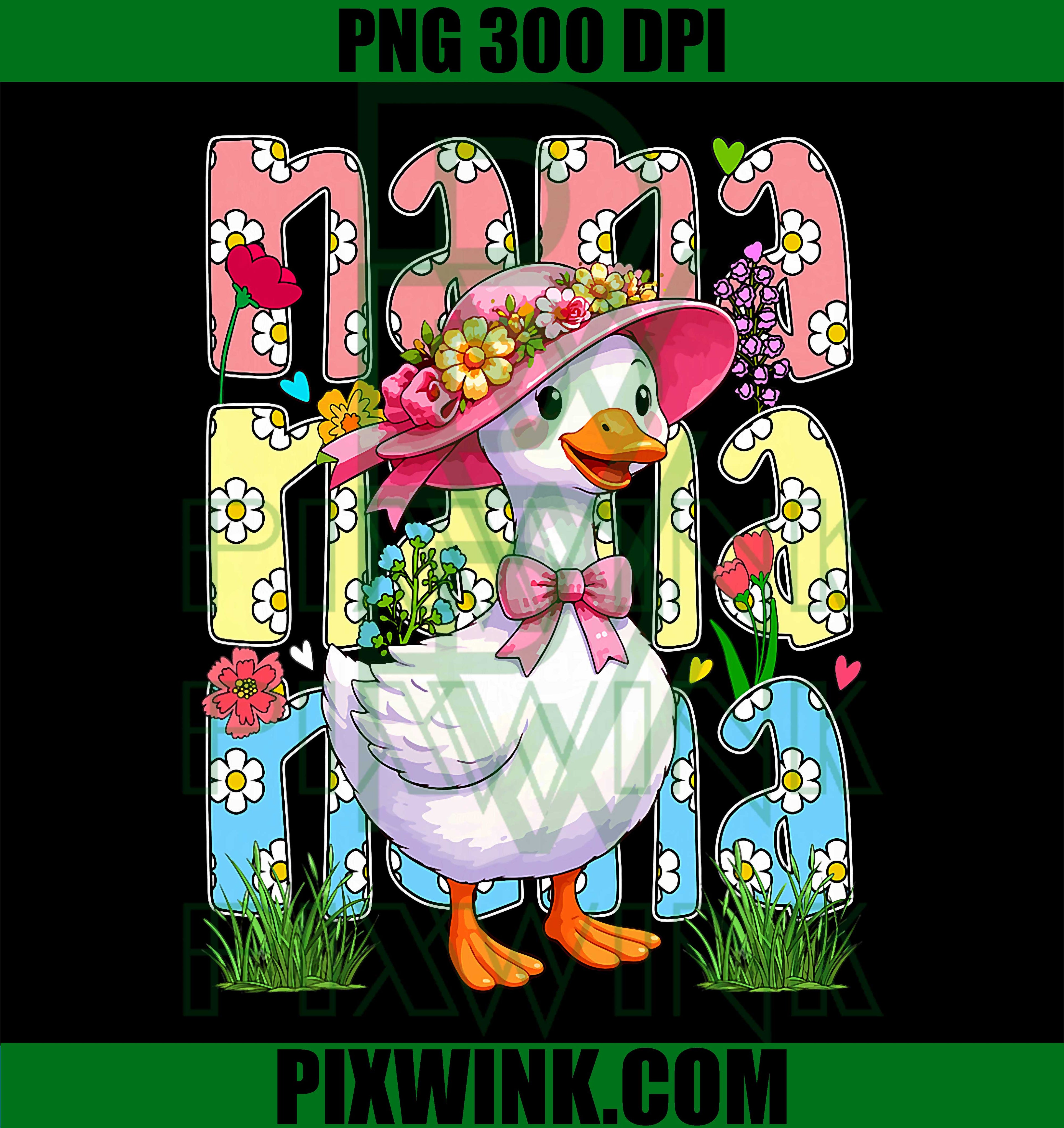 Nana Floral Goose PNG, Bow Tie Goose PNG, Mothers Day Farmer PNG