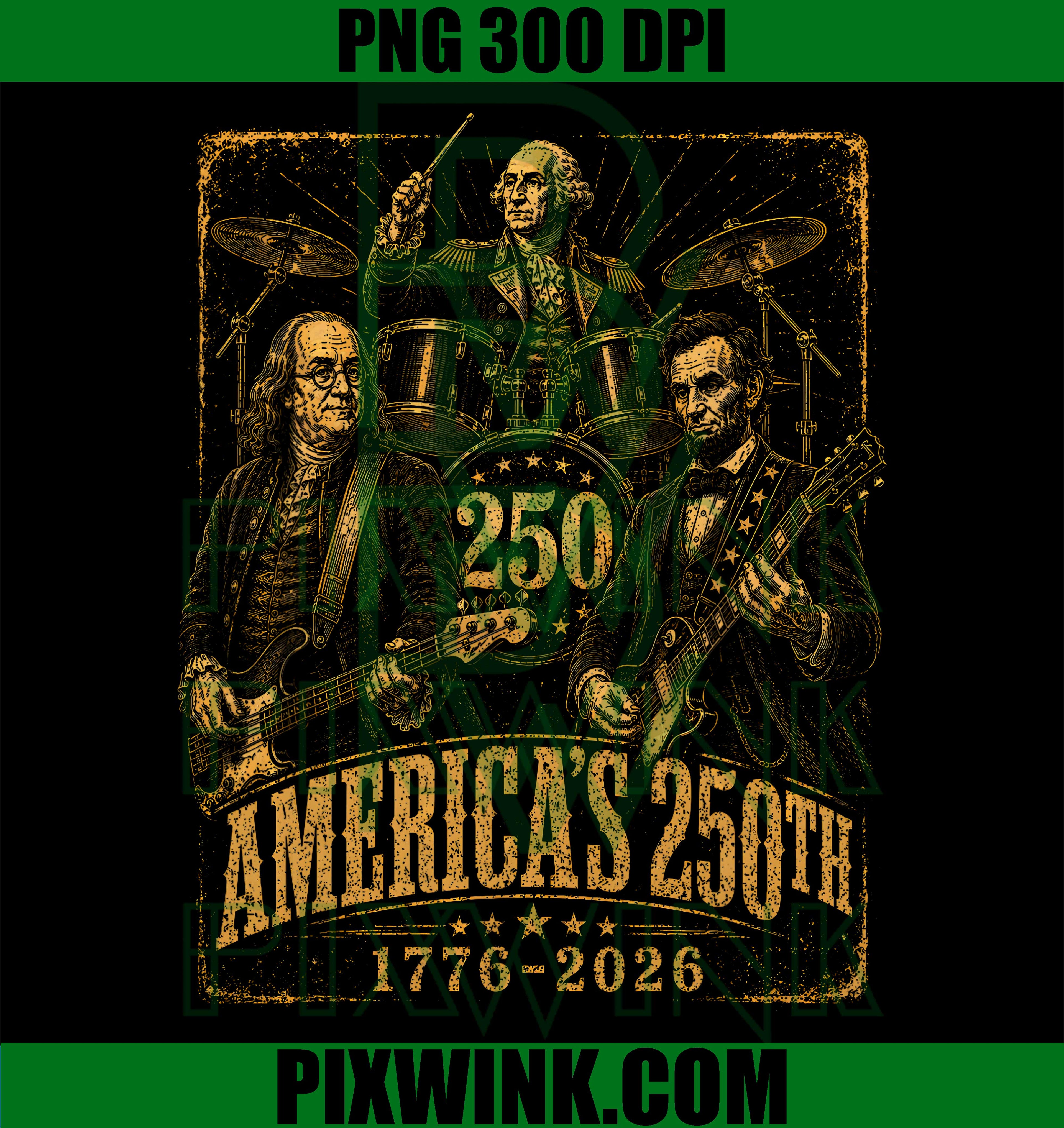 Patriot Guitar Drum Band PNG, American Flag 1776 2026 PNG Art