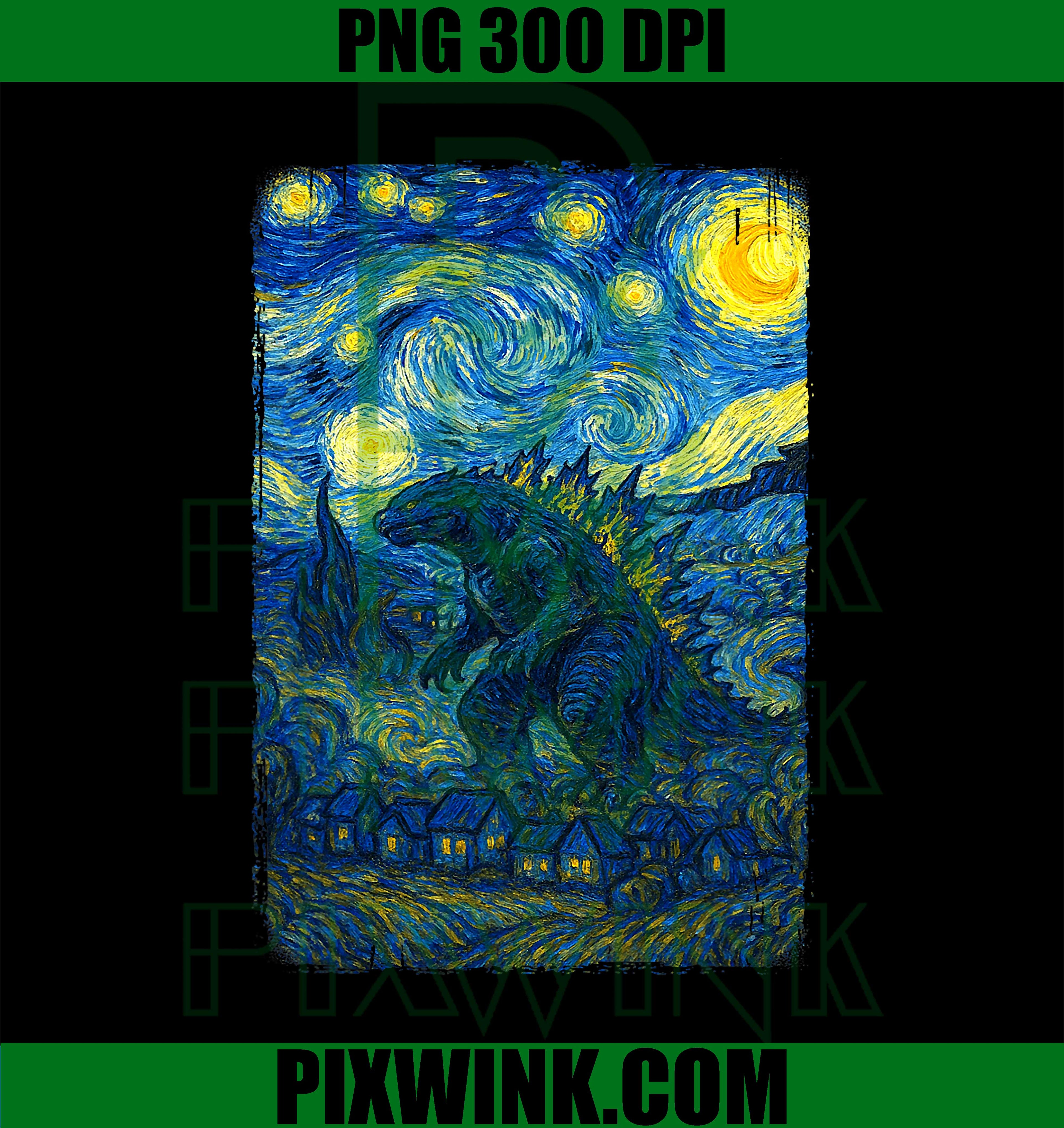 Funny Art Japanese Monster Kaiju, Starry Night PNG