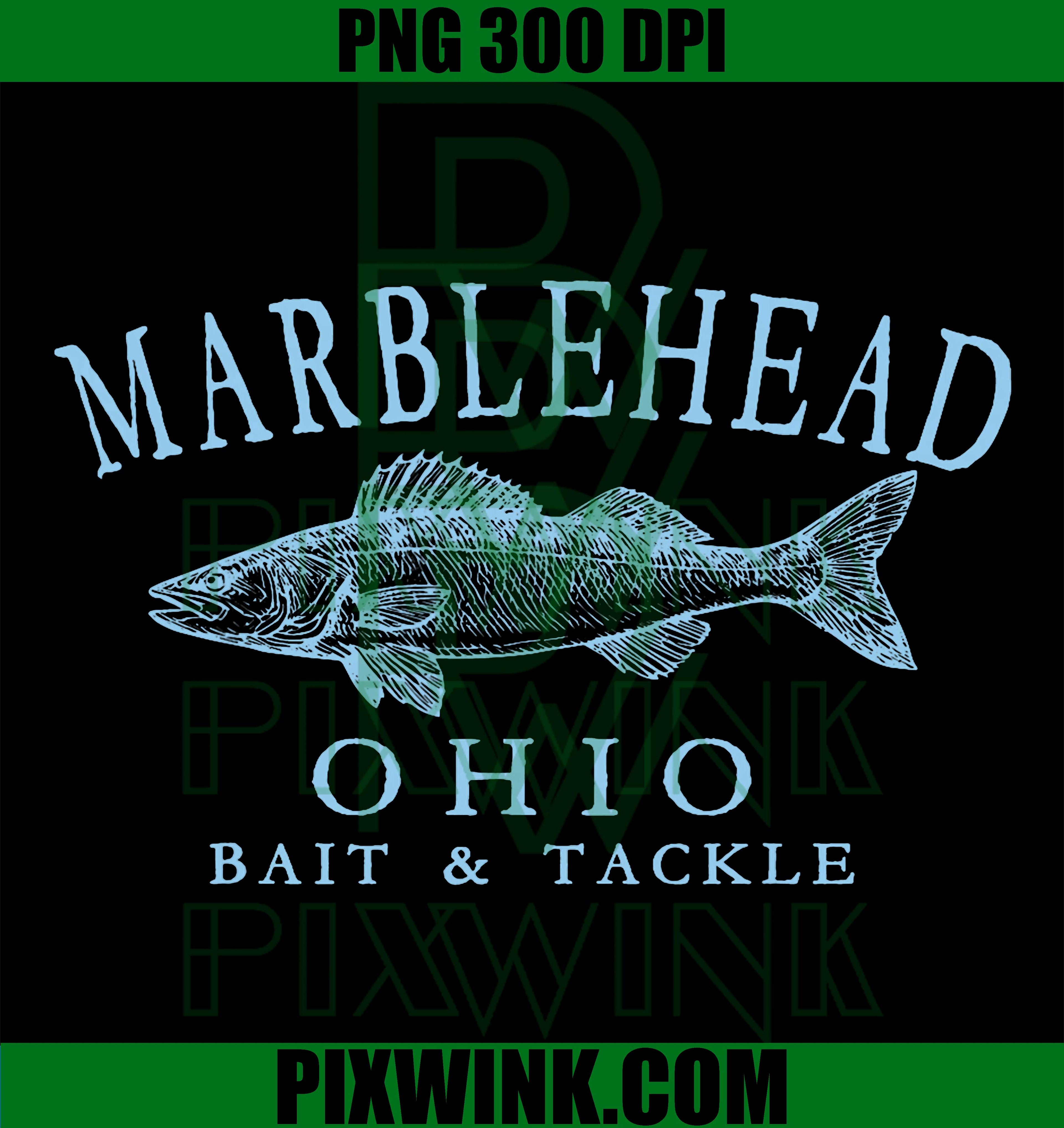 Marblehead Ohio PNG, Walleye Fishing Town PNG, Vintage Blue Text PNG