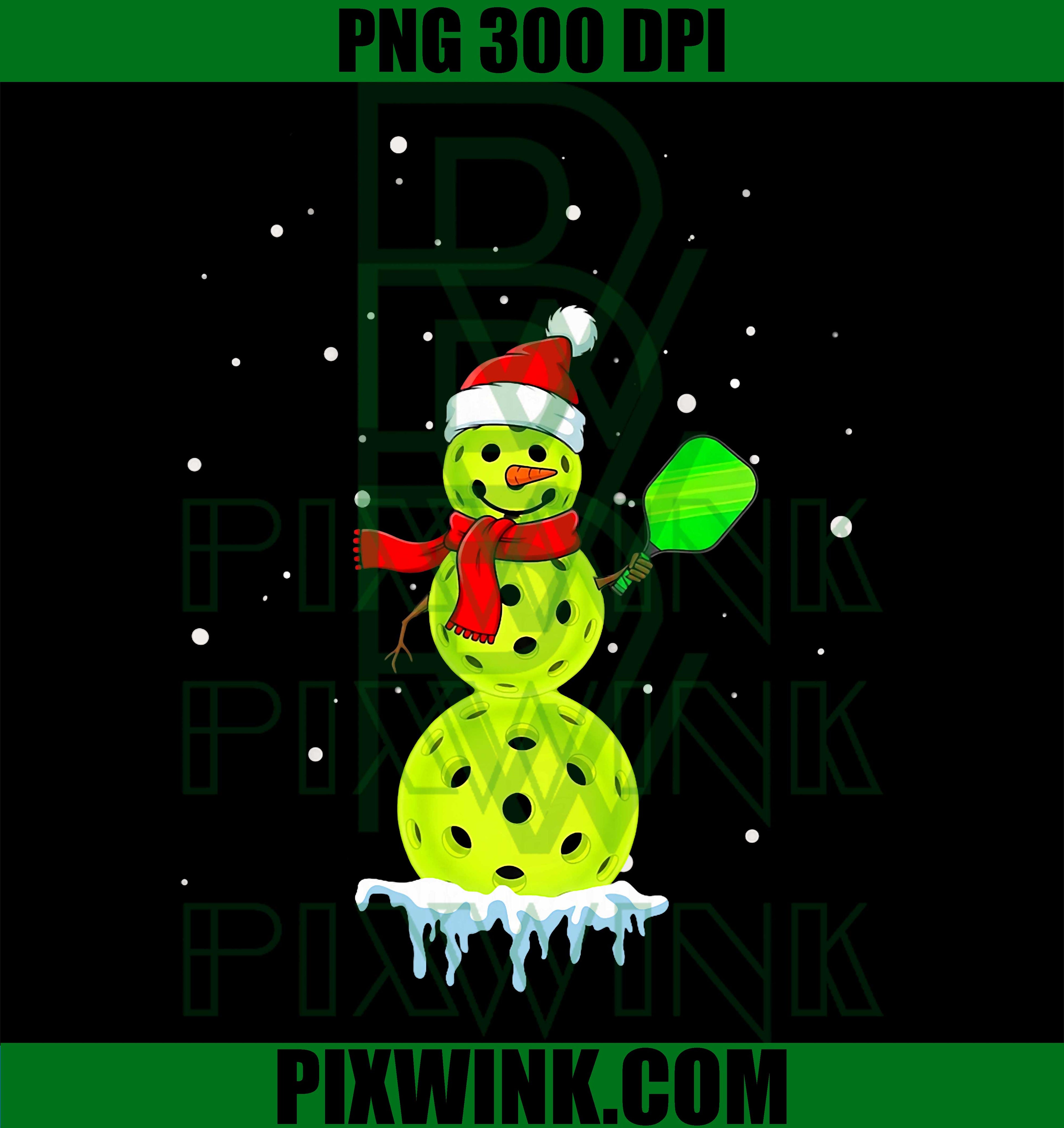 Santa Hat Snowman Xmas PNG, Funny Pickleball Player Paddleball PNG
