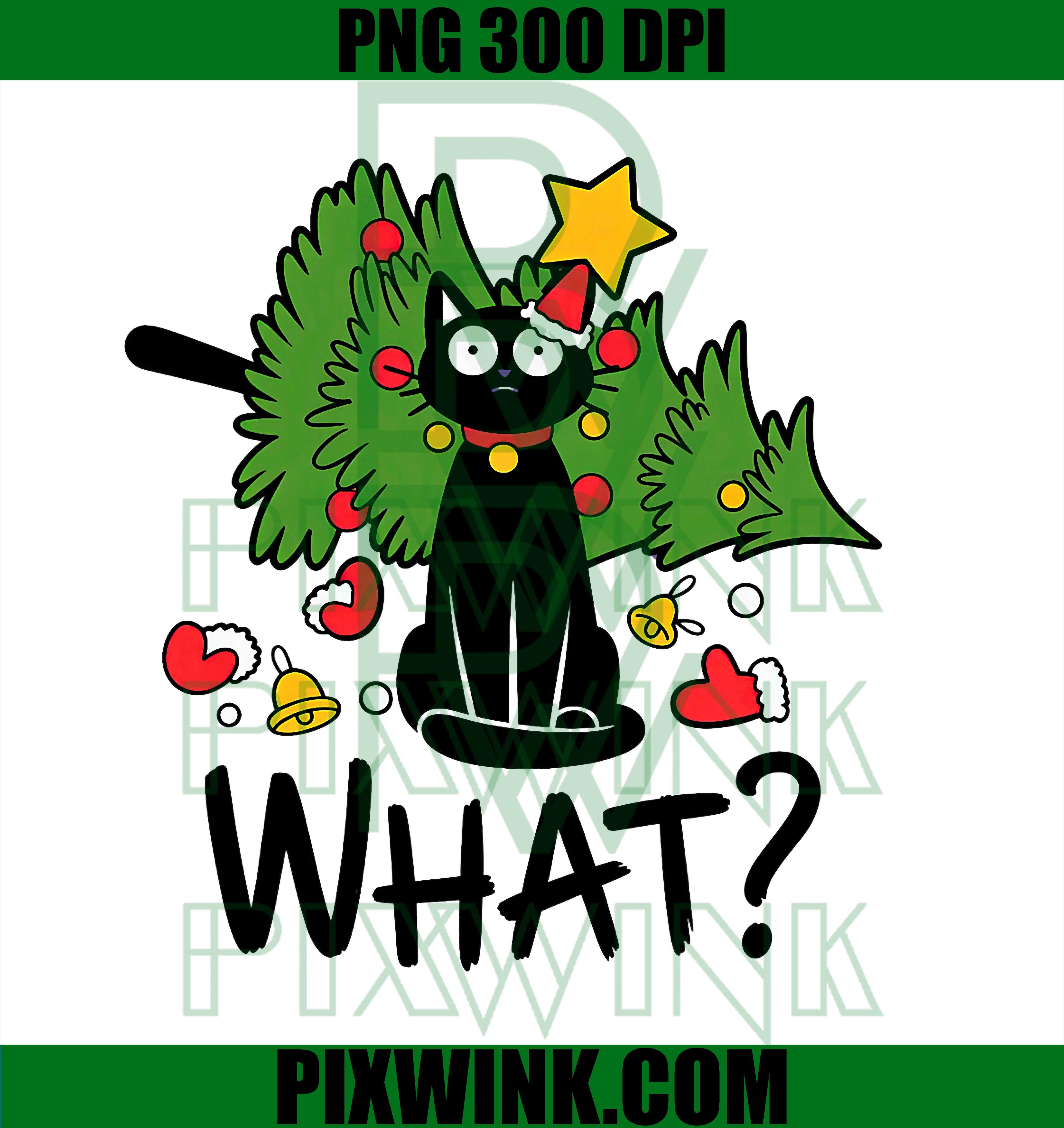 Black Cat Christmas Tree Merry Xmas Humor Cat What PNG