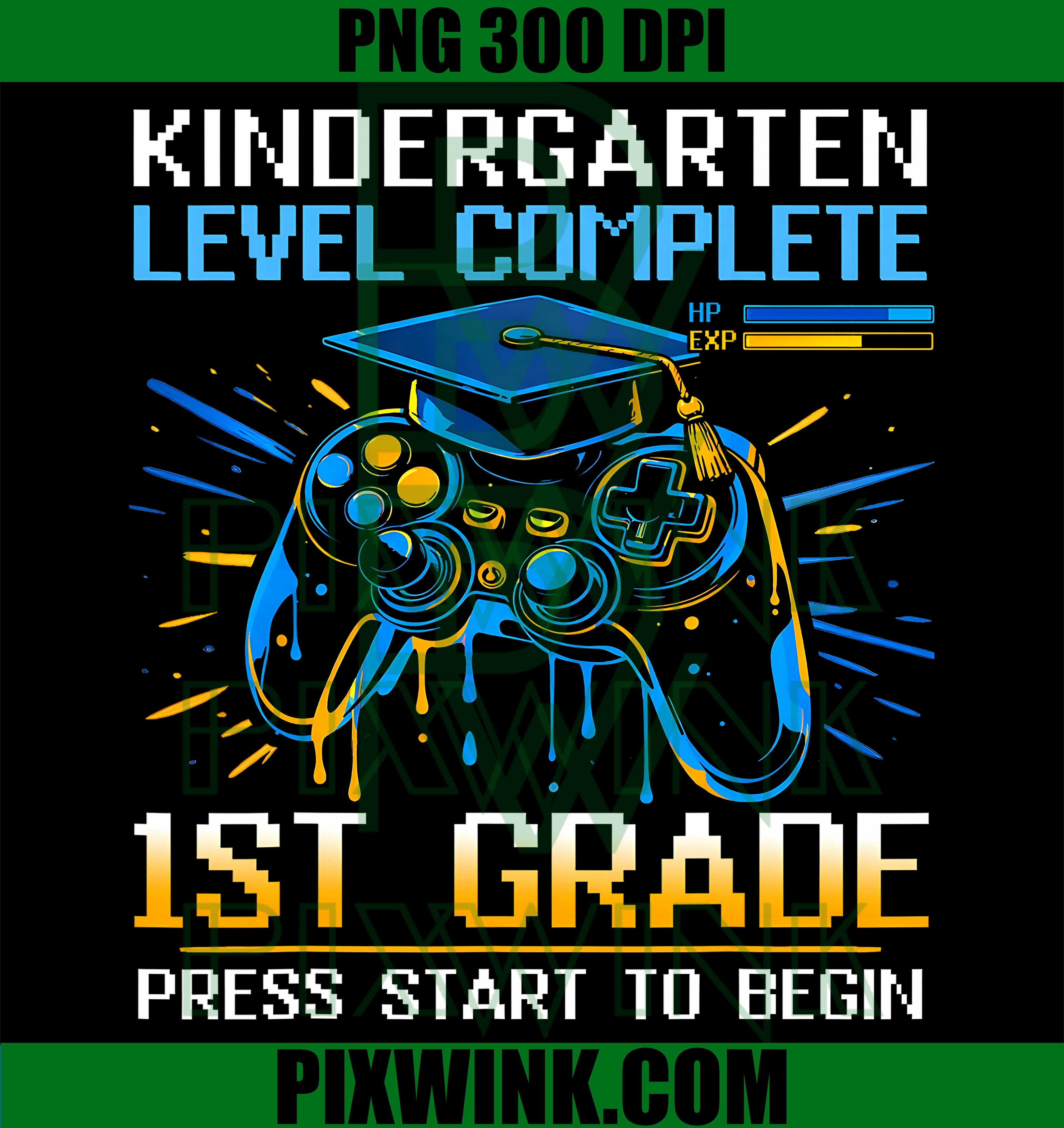 Kindergarten Graduation 1st Grade Unlocked PNG, Gamer Boys Kids Graphic PNG