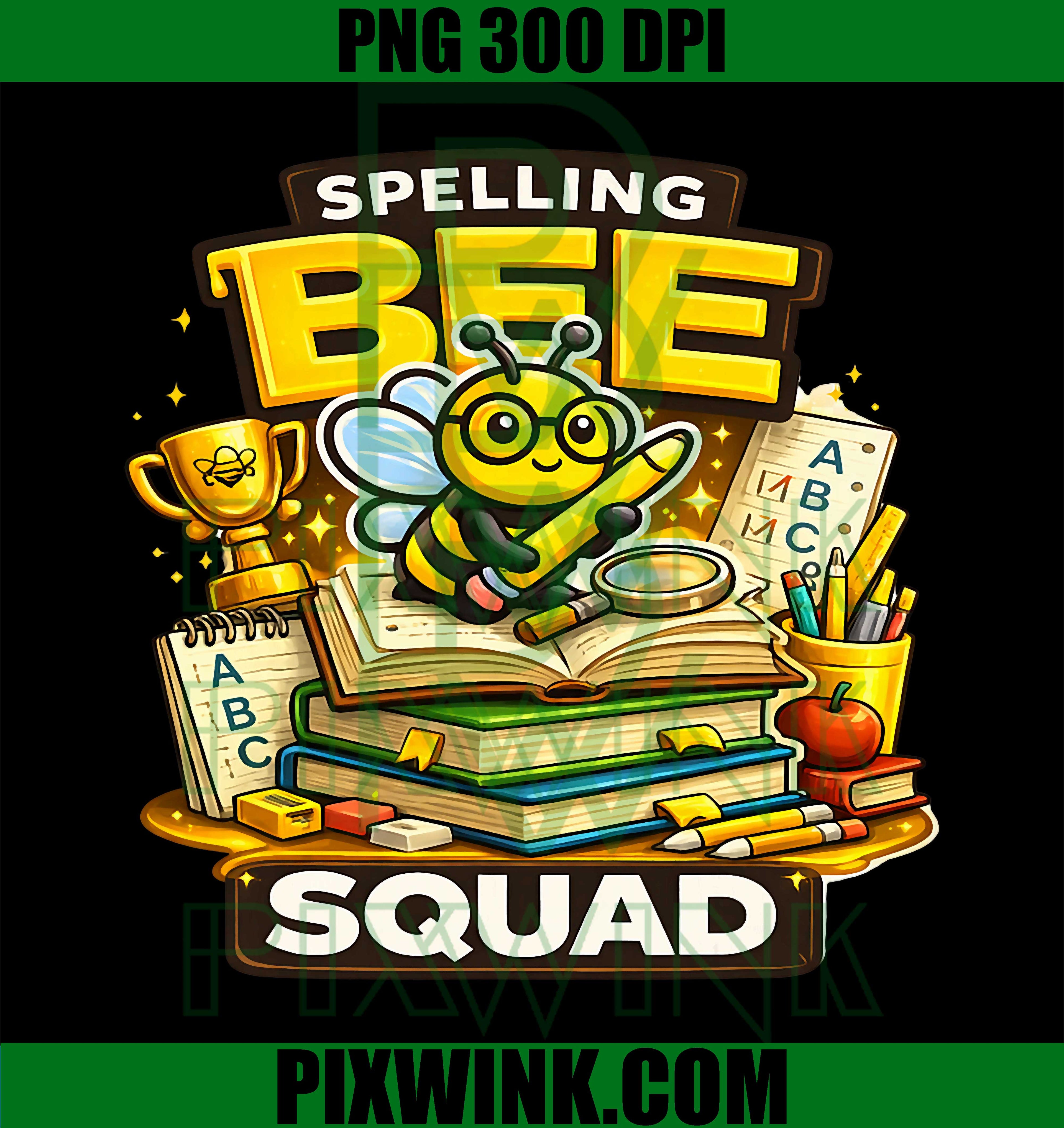Spelling Bee Squad PNG, Cute School Team Quote PNG
