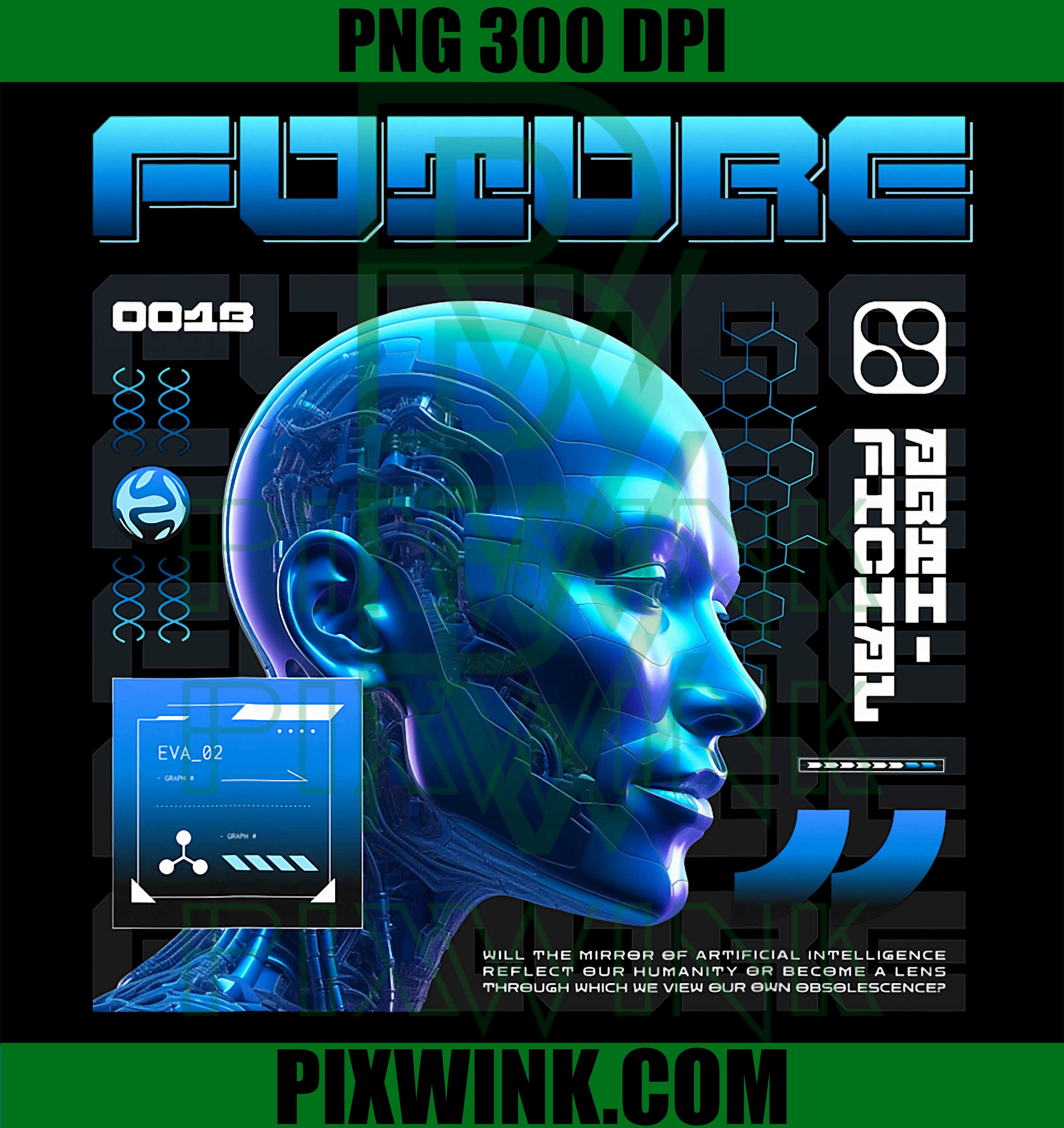 Sci Fi Future EVA 02 PNG, Artificial Intelligence Mirror Humanity PNG