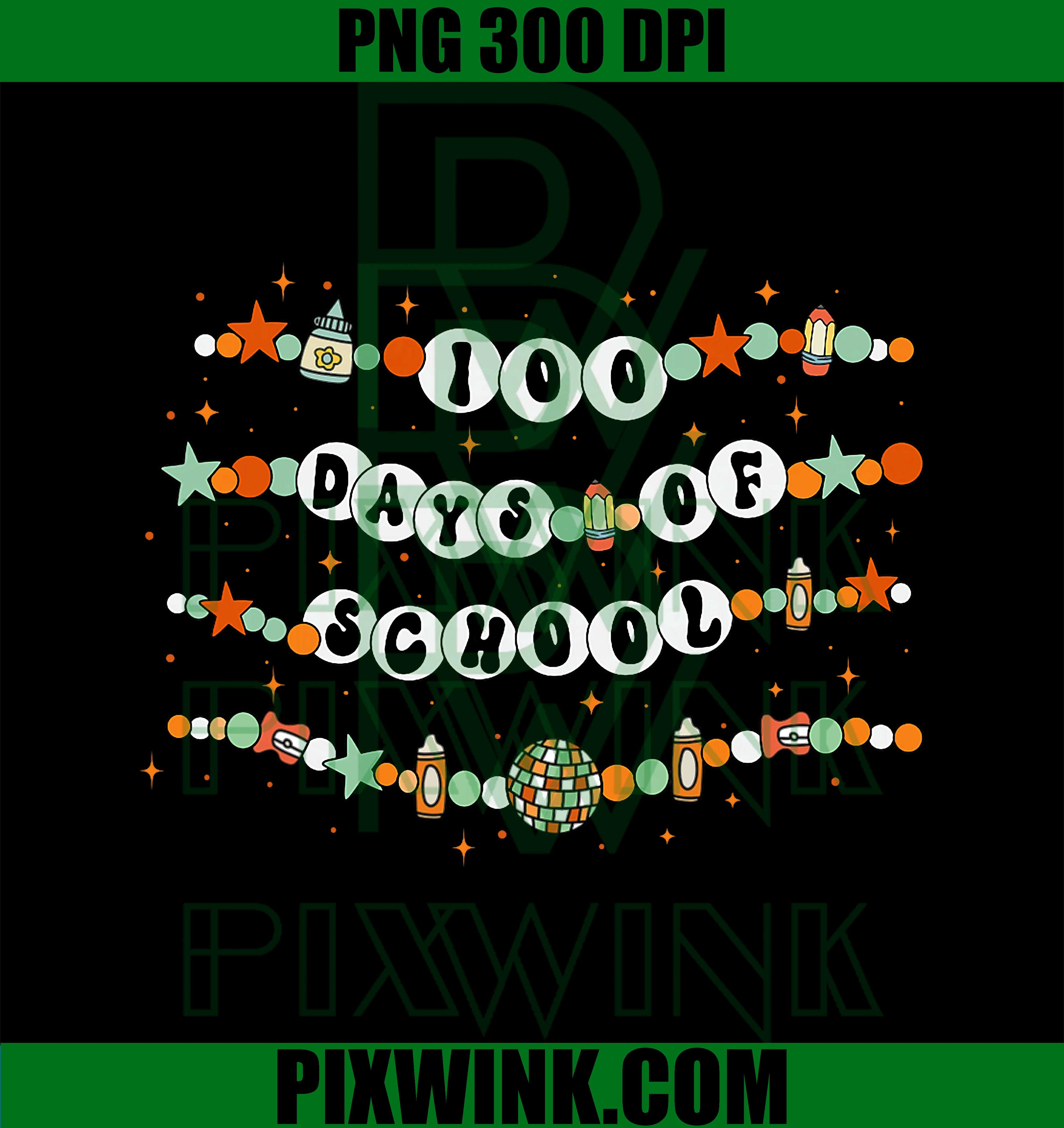 Bracelets Happy 100 Days of School, Teacher Student Retro PNG