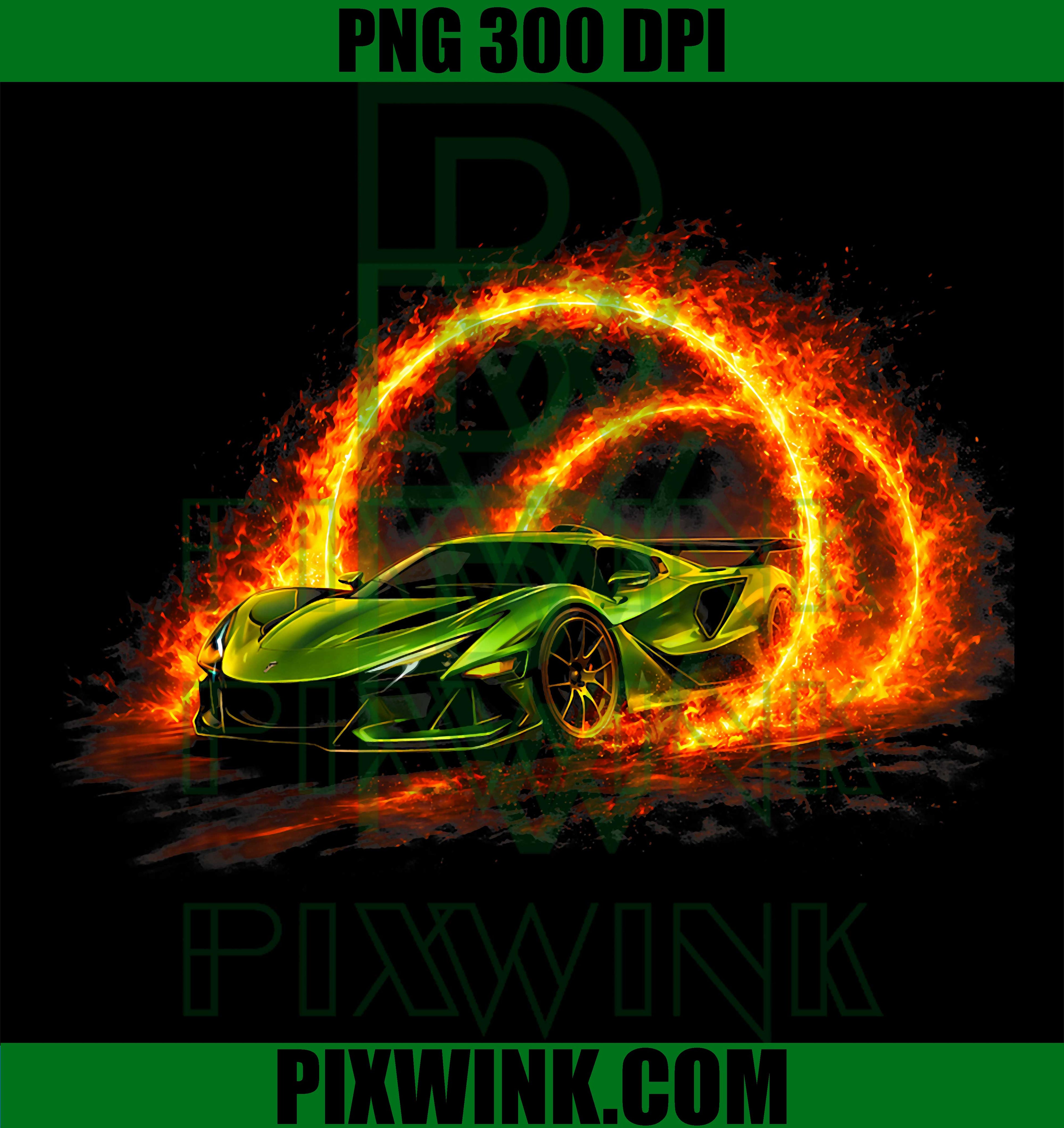Green Racing Car PNG, Exotic Turbo Race Car PNG Kids Boys Design