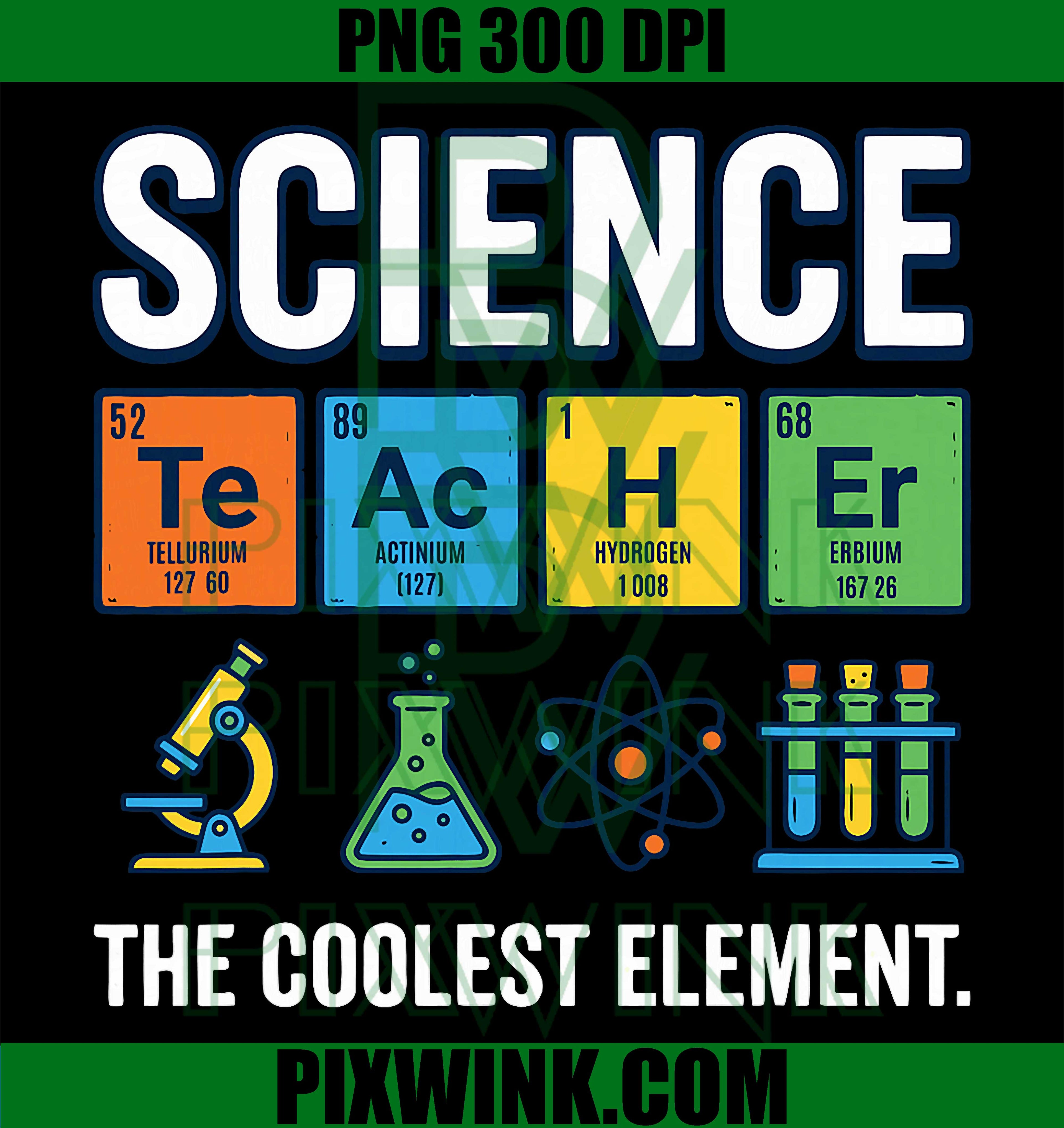Science Teacher Periodic Table PNG, Chemistry Elements Cool Retro Design