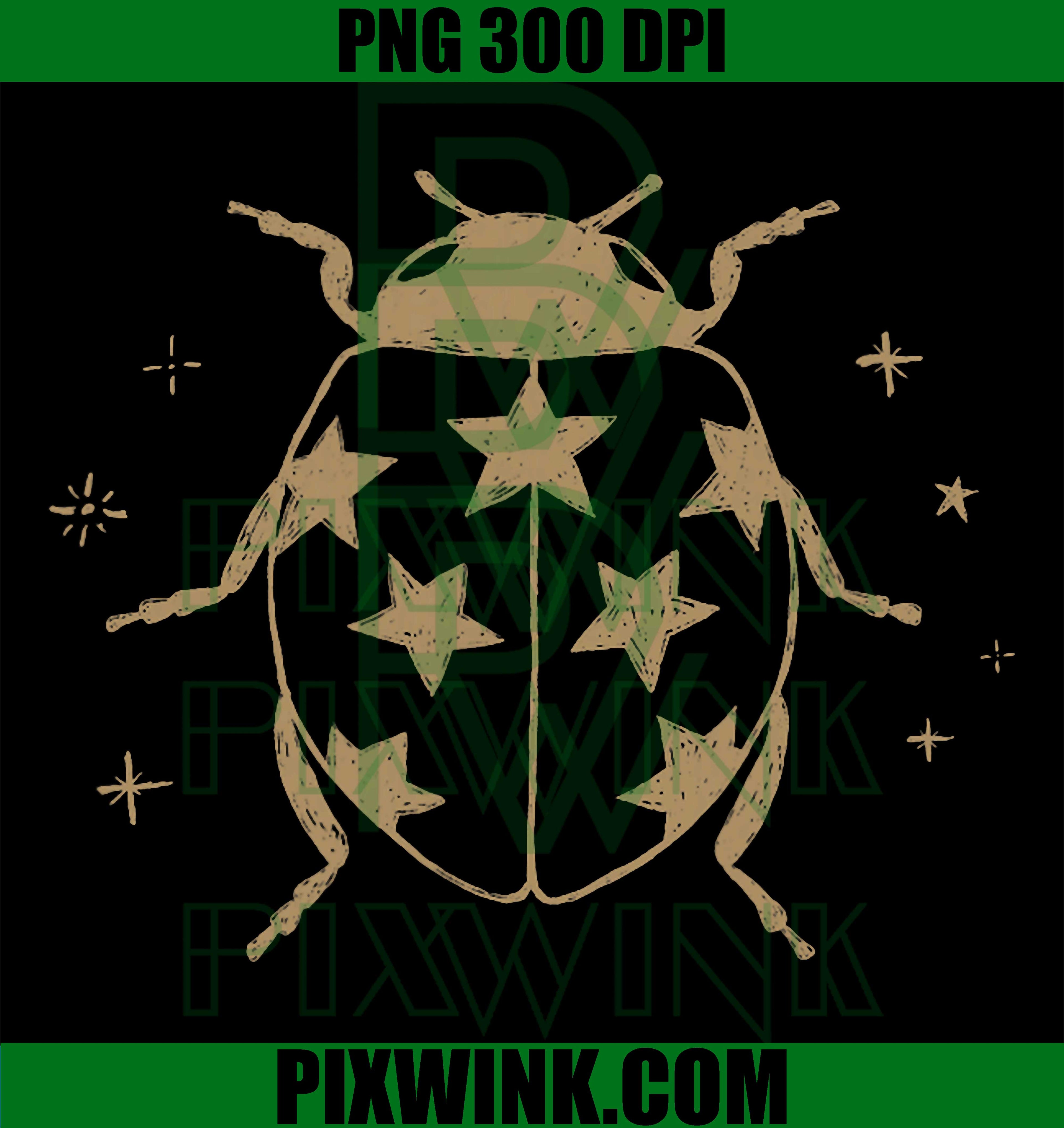 Grunge Ladybug PNG, Y2K Vintage Star Dots PNG Alt 90s Design