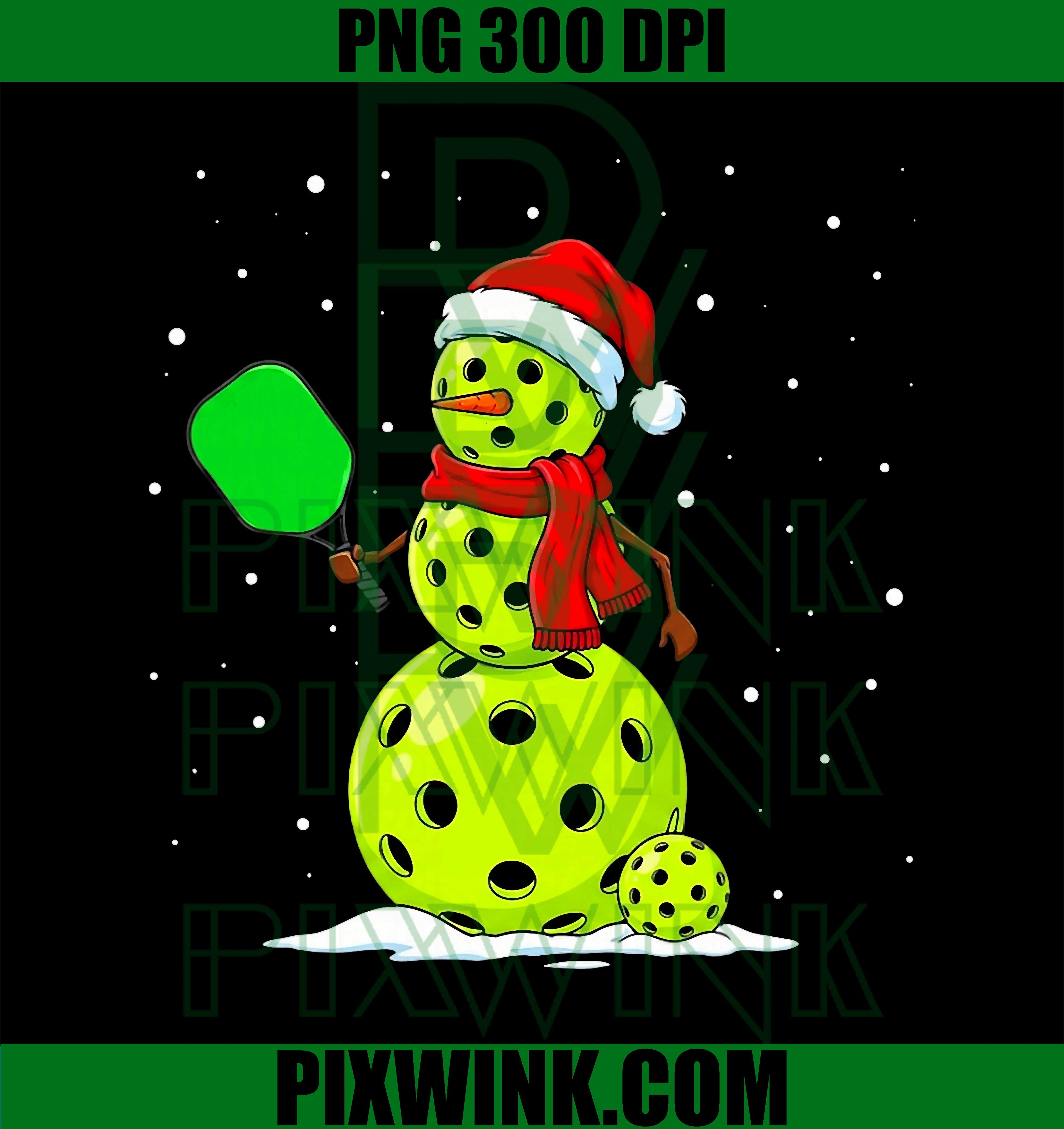 Santa Hat Snowman Xmas, Funny Pickleball Player Paddleball PNG