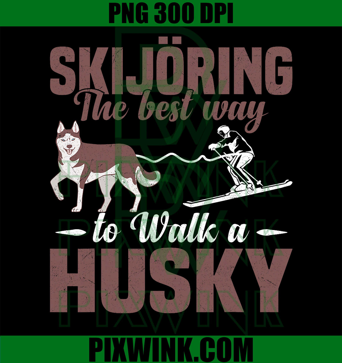 Funny Sport Skijöring, Sledding by Dogs in Snow, Ski, PNG Design Graphic Art