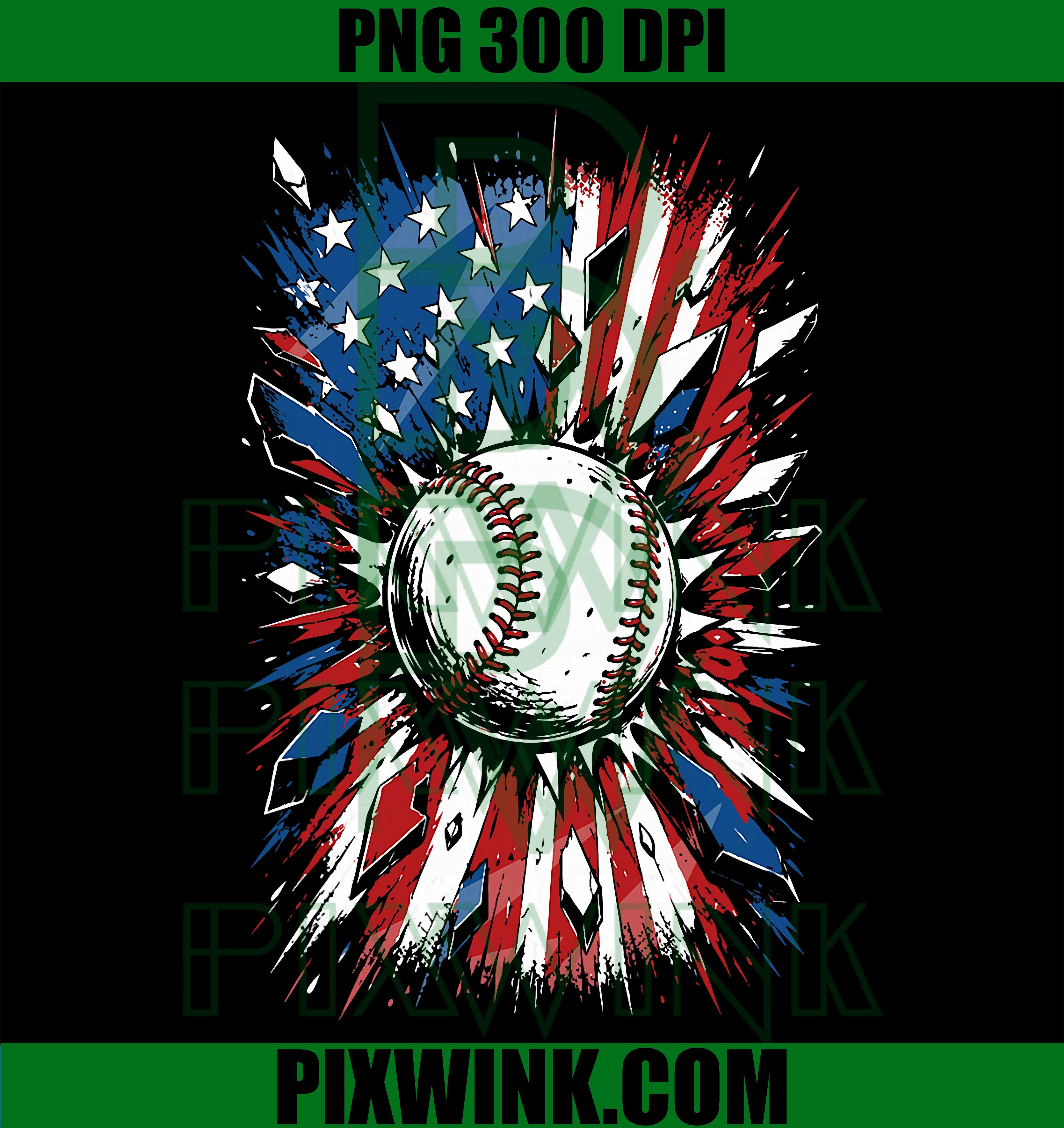 Patriotic Baseball Fourth Of July PNG, USA American Flag Men Boys PNG