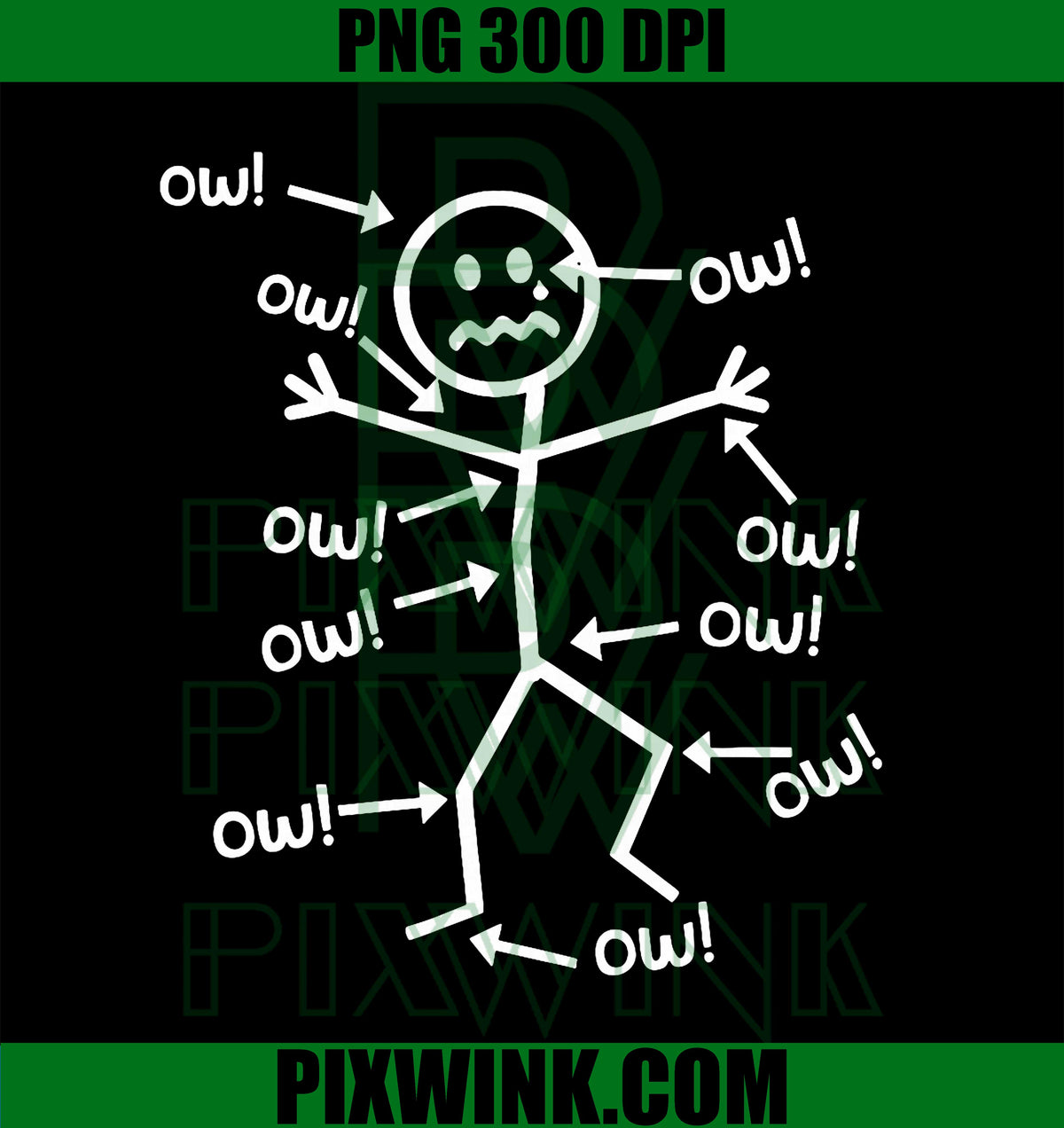 Ow Ow Ow Comedy Stick Character Funny Chronic Pain Meme PNG