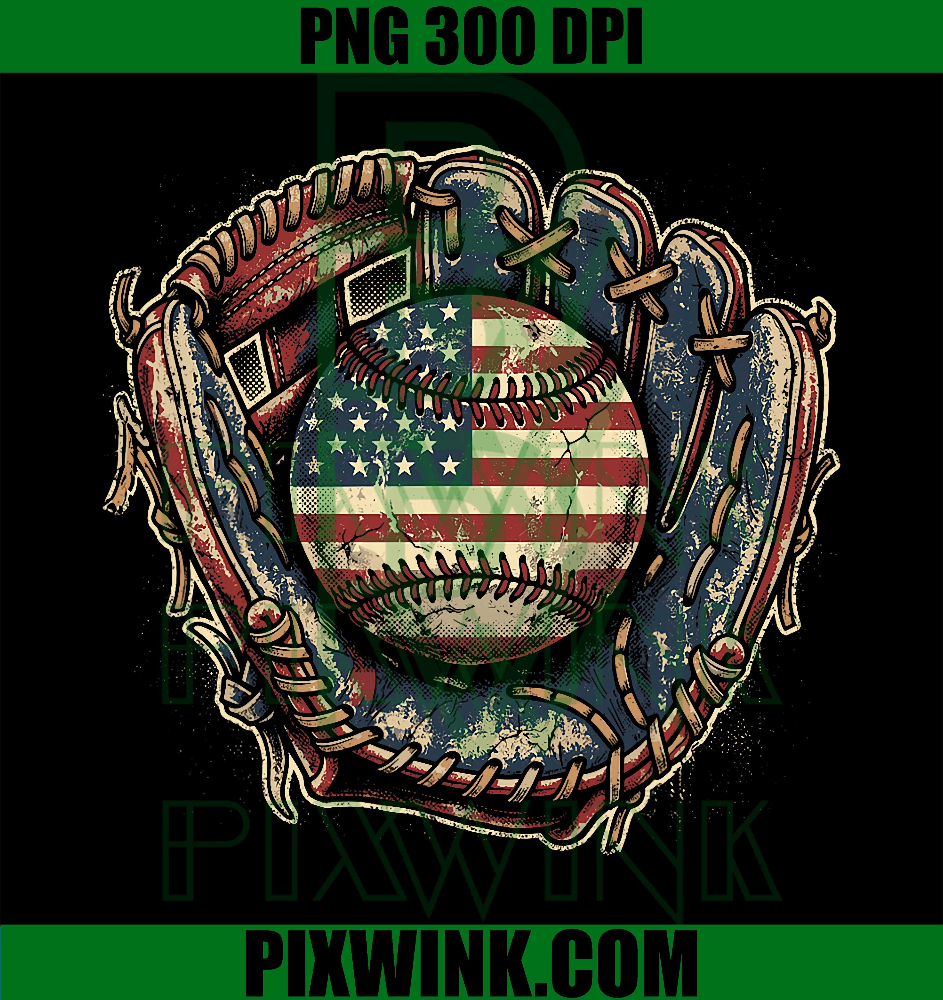 Patriotic Baseball Glove Drip PNG, American Flag Baseball PNG
