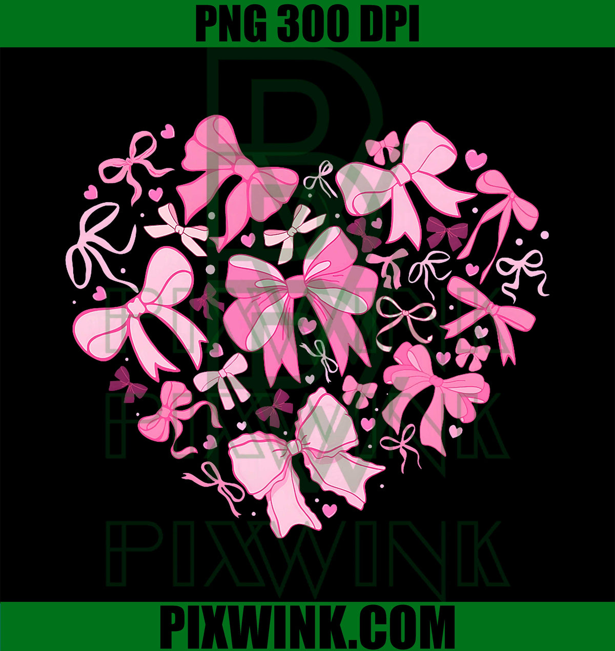 Valentine Coquette Pink Bow Heart PNG, Coquette Valentine Heart PNG