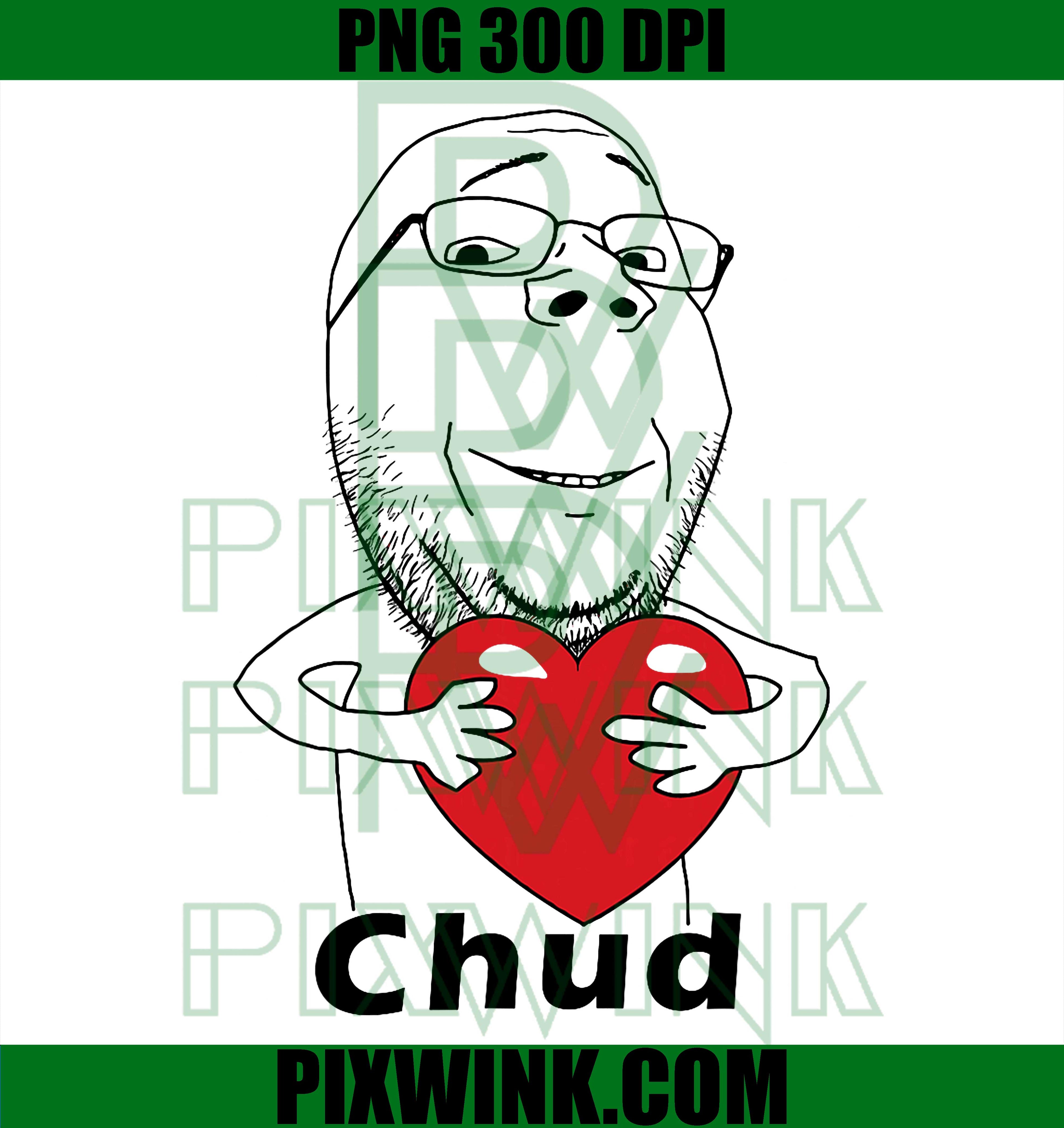 Chud Guy PNG, Heart Love Design PNG, Funny Meme Quote PNG