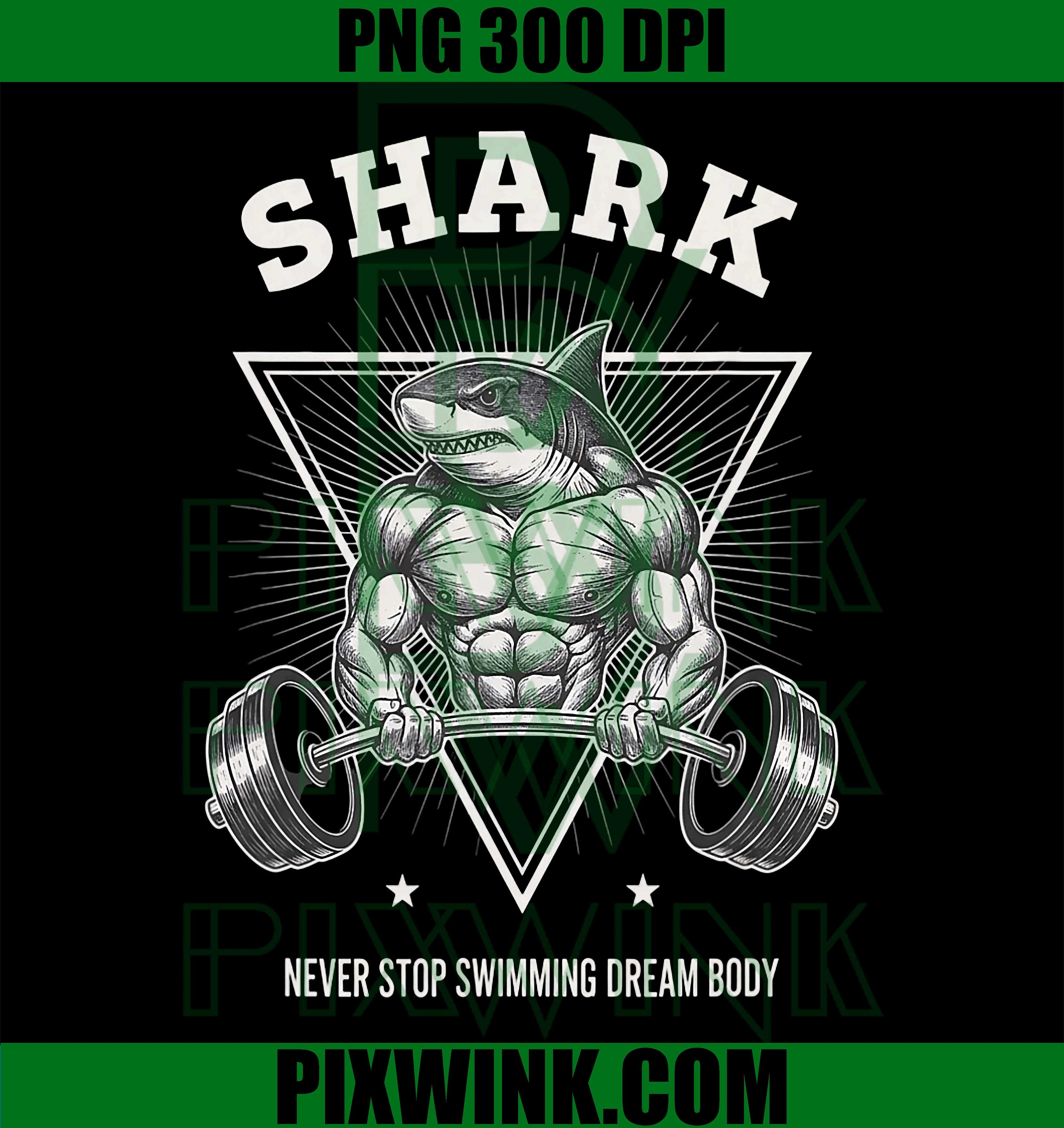 Gym Shark PNG, Never Stop Swimming PNG, Fitness Shark PNG