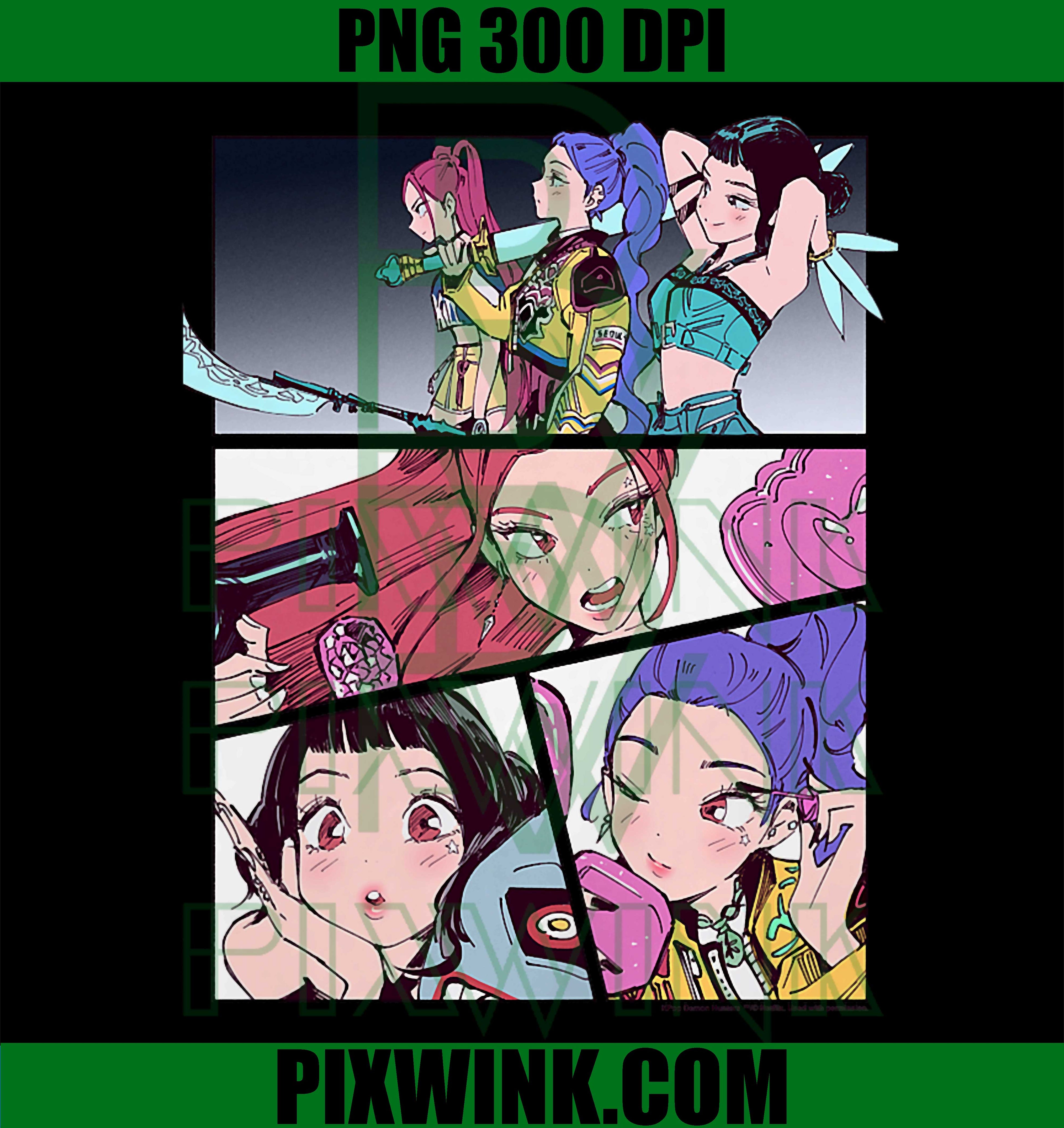 Kpop Demon Hunters PNG, Huntrix Manhwa Panels Poster PNG